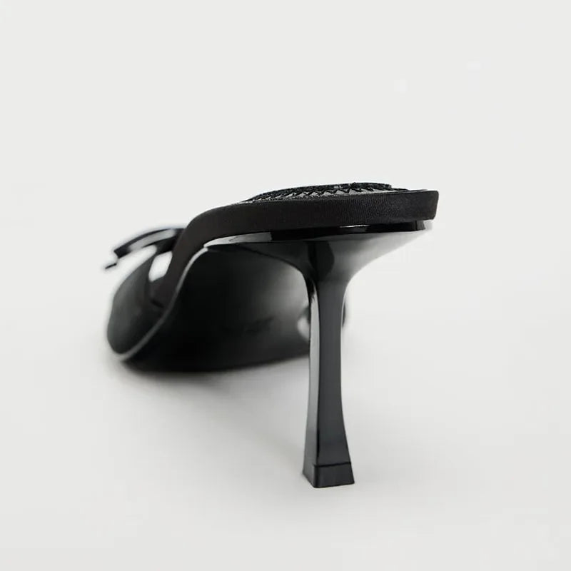 Sabine Mid Height Black Heels