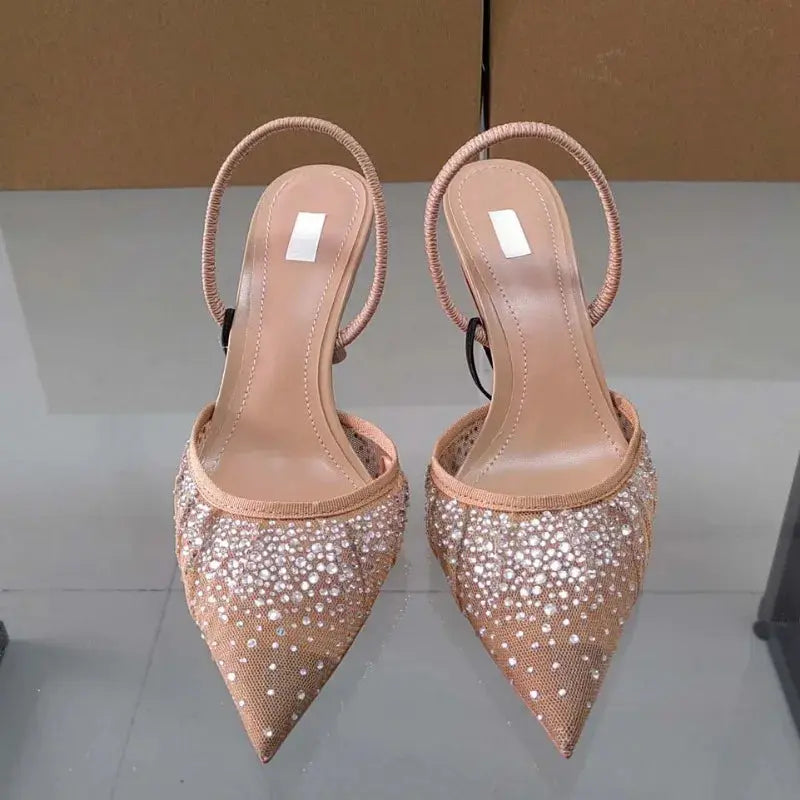 Leo | Heat-Resistant Water Diamond Wedge Heels