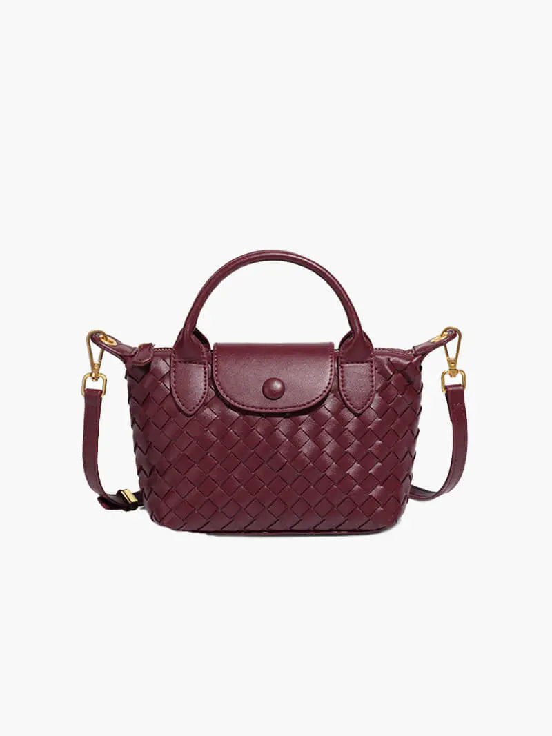 Compact Woven Faux Leather Handbag – Versatile Elegance
