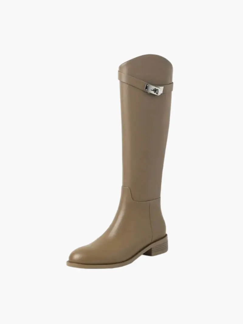 Equestrian-Inspired Riding Boots with Buckle Detail - Elegant and Sophisticated