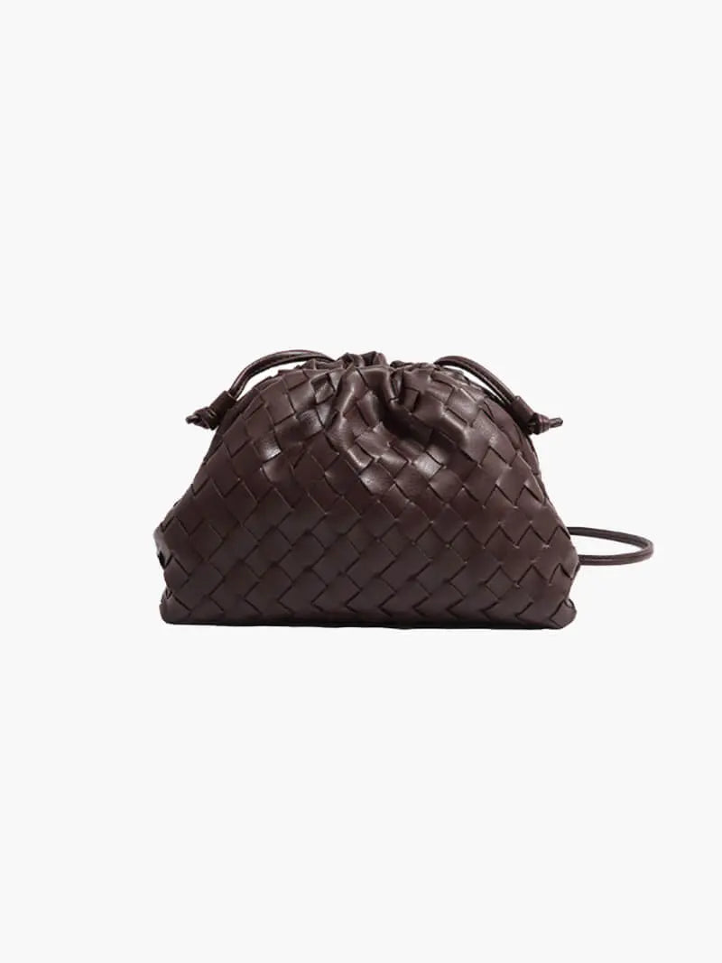 Woven Faux Leather Drawstring Pouch – Stylish and Compact