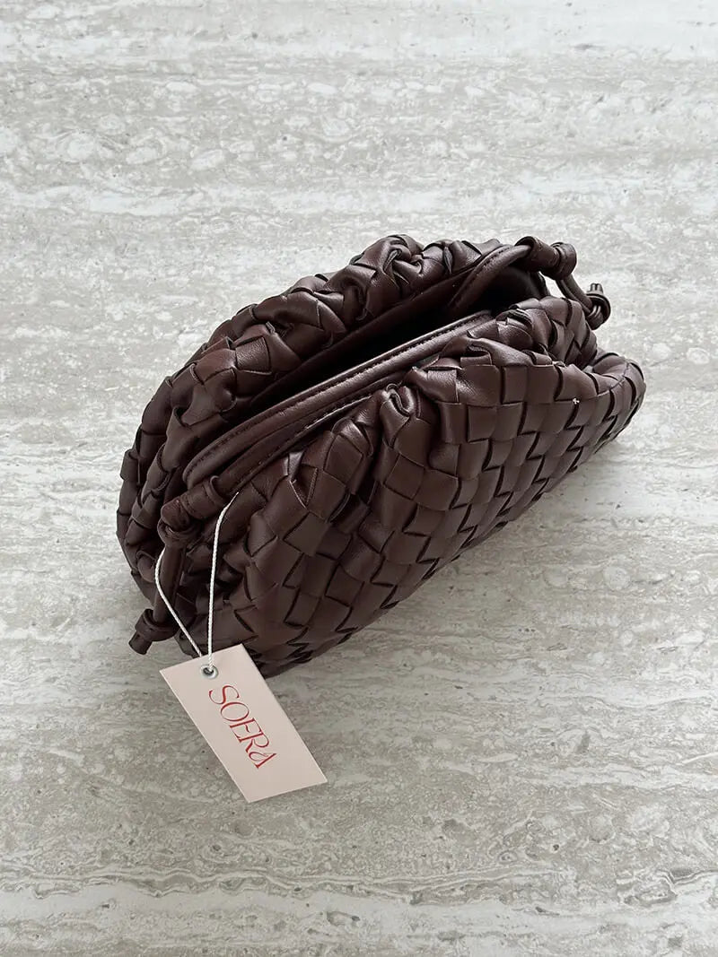 Woven Faux Leather Drawstring Pouch – Stylish and Compact