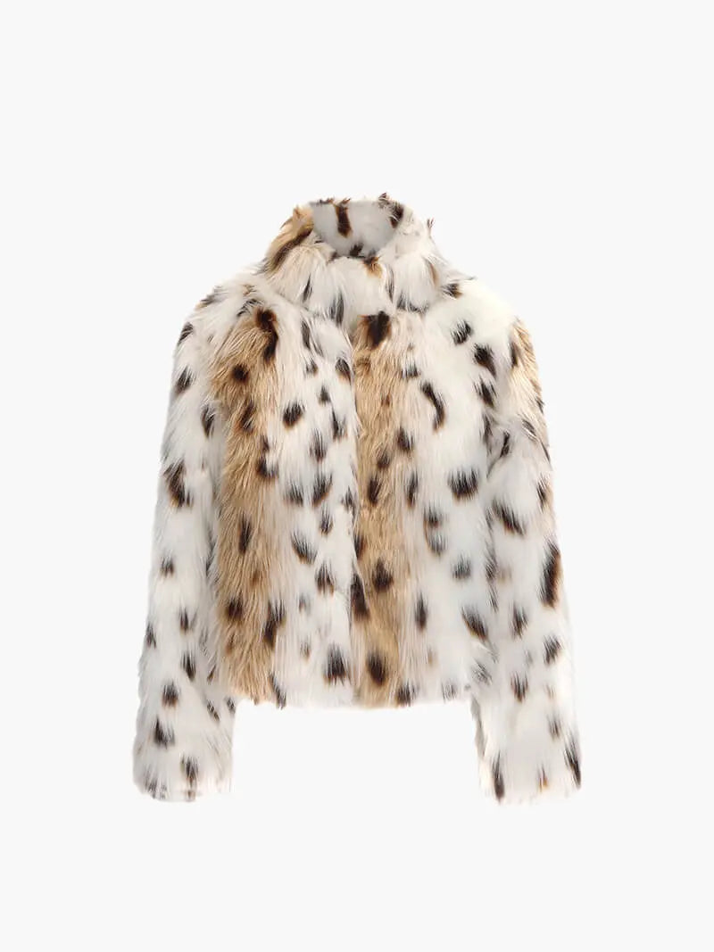 Leopard Print Faux Fur Jacket