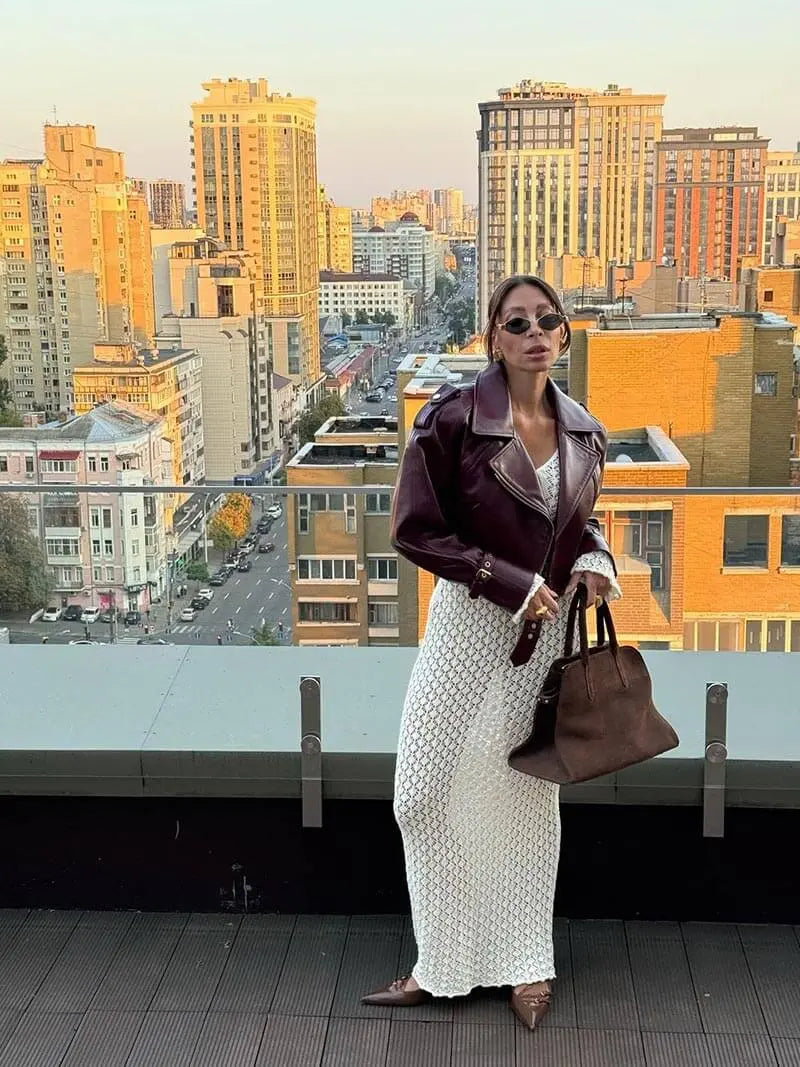 Cropped Burgundy Faux Leather Jacket