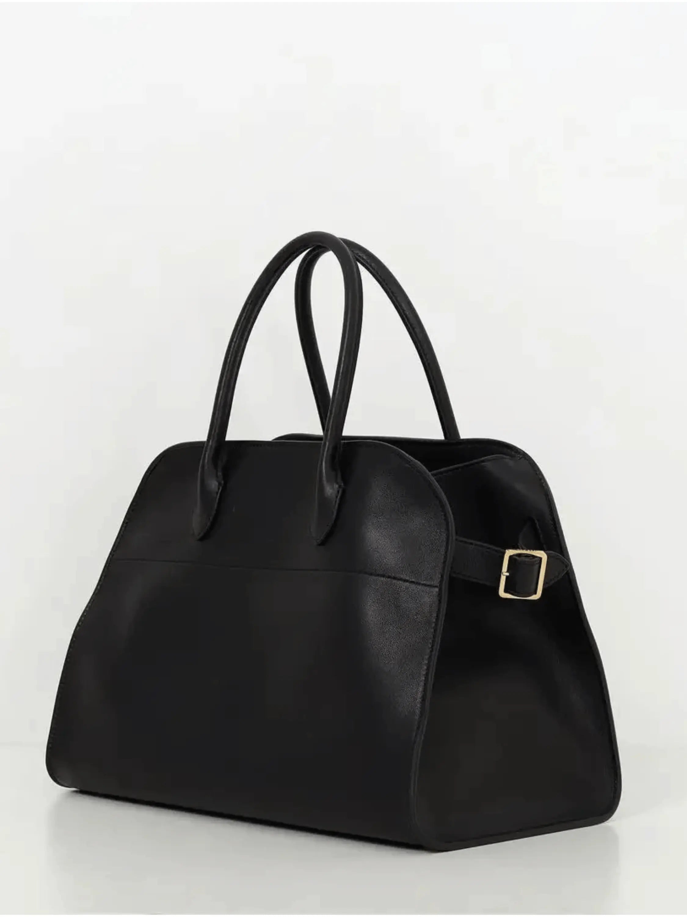 Black Handbag Structured Faux Leather