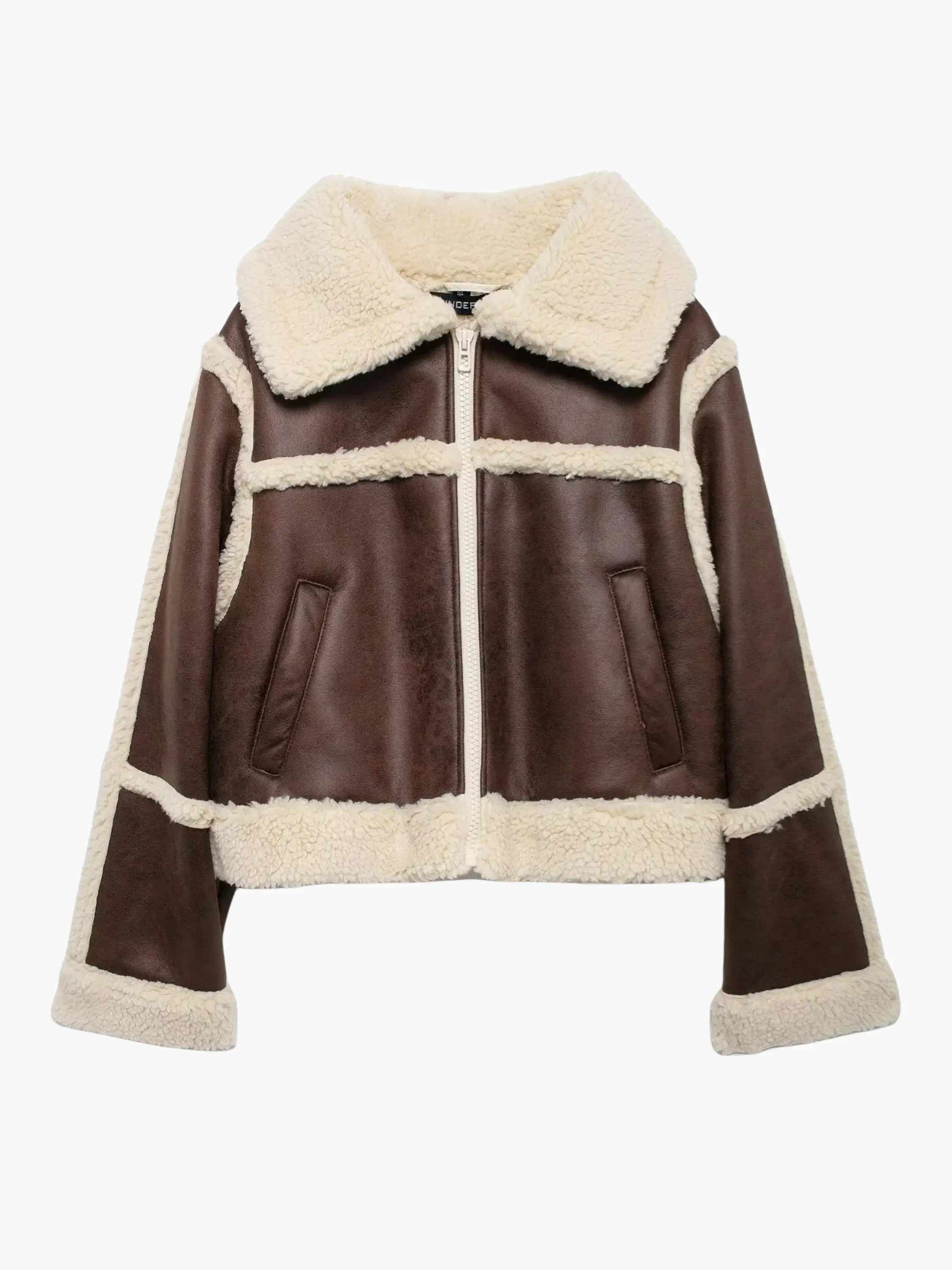 Stylish Faux Shearling Jacket - for Women