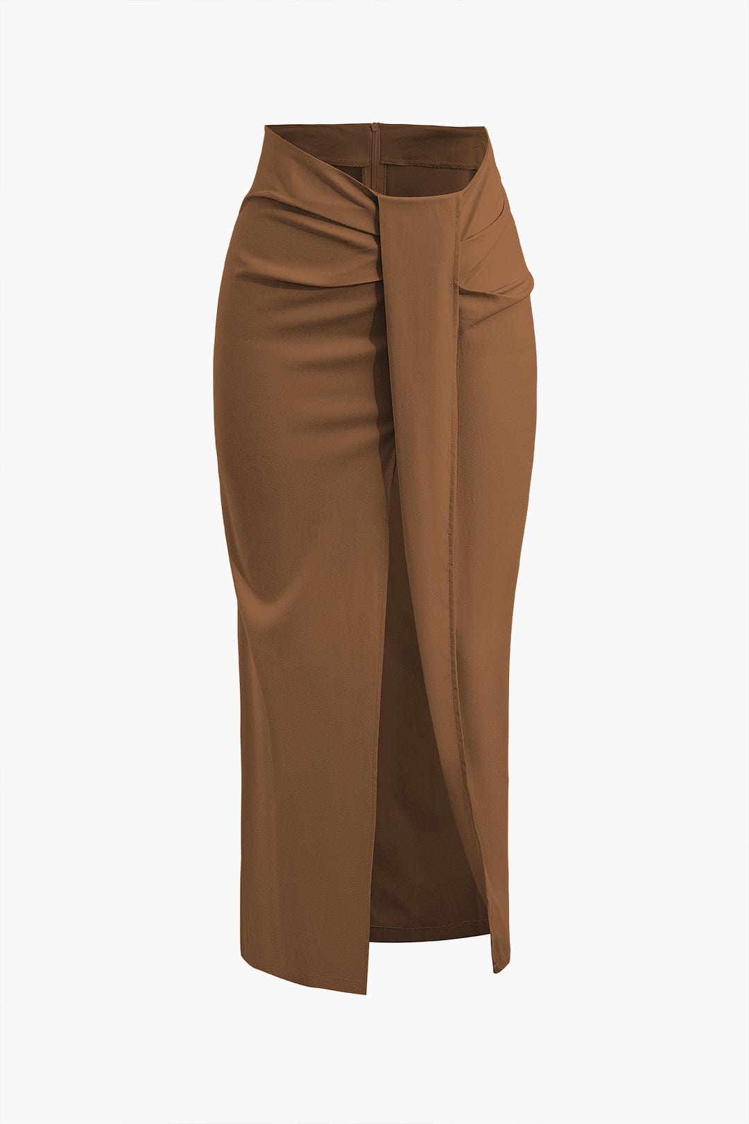 Fridoline | Elegant Midi Skirt with Wrap Design, Draping and High Slit