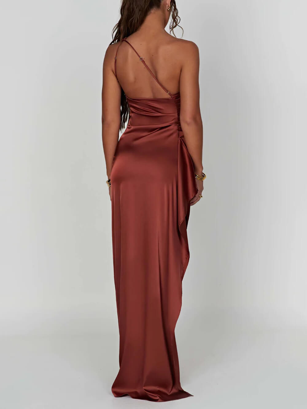 Sienna One-Shoulder Satin Maxi Dress