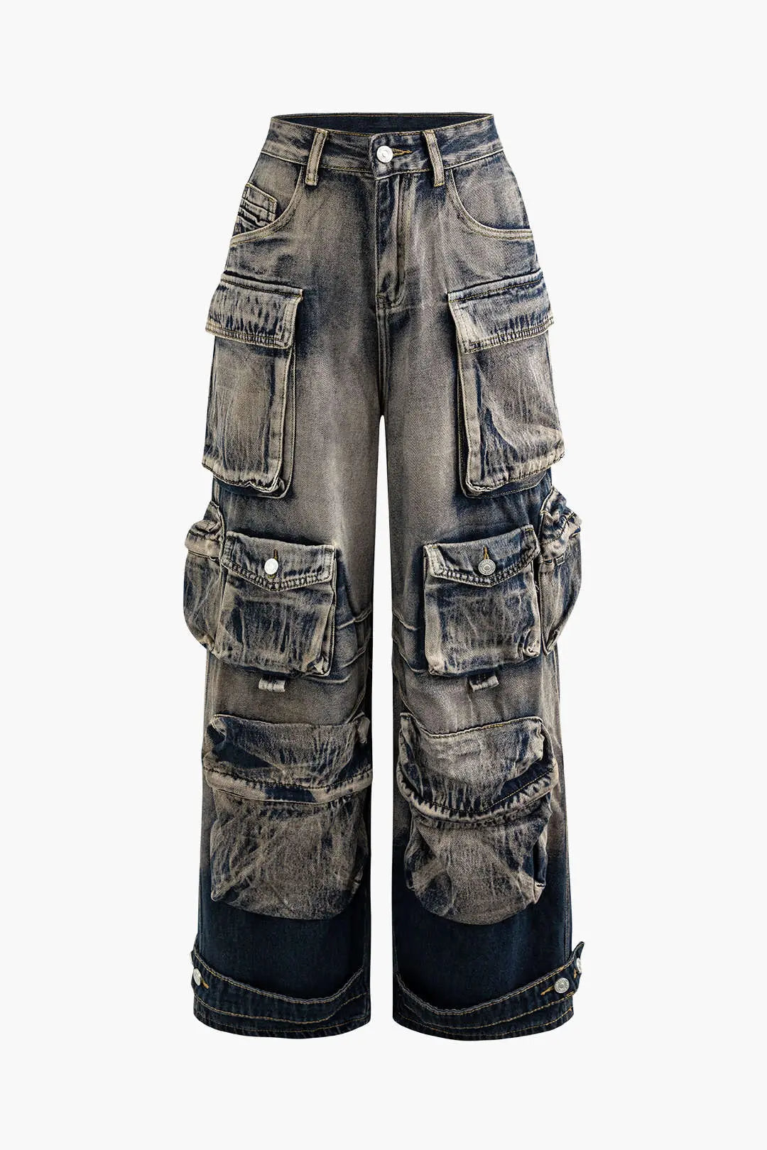 Oversized Cargo Jeans with Multi-Pocket Design