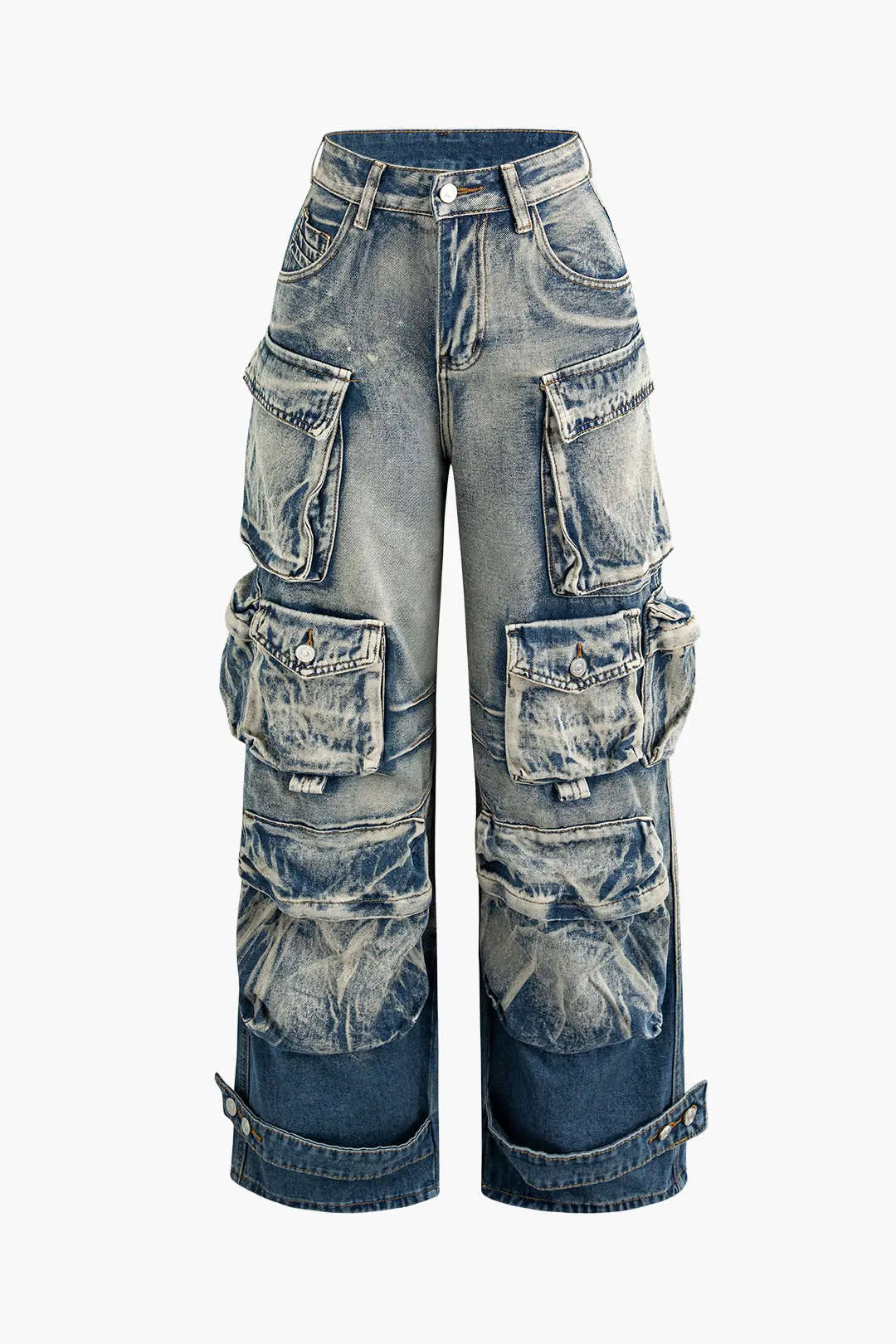 Oversized Cargo Jeans with Multi-Pocket Design