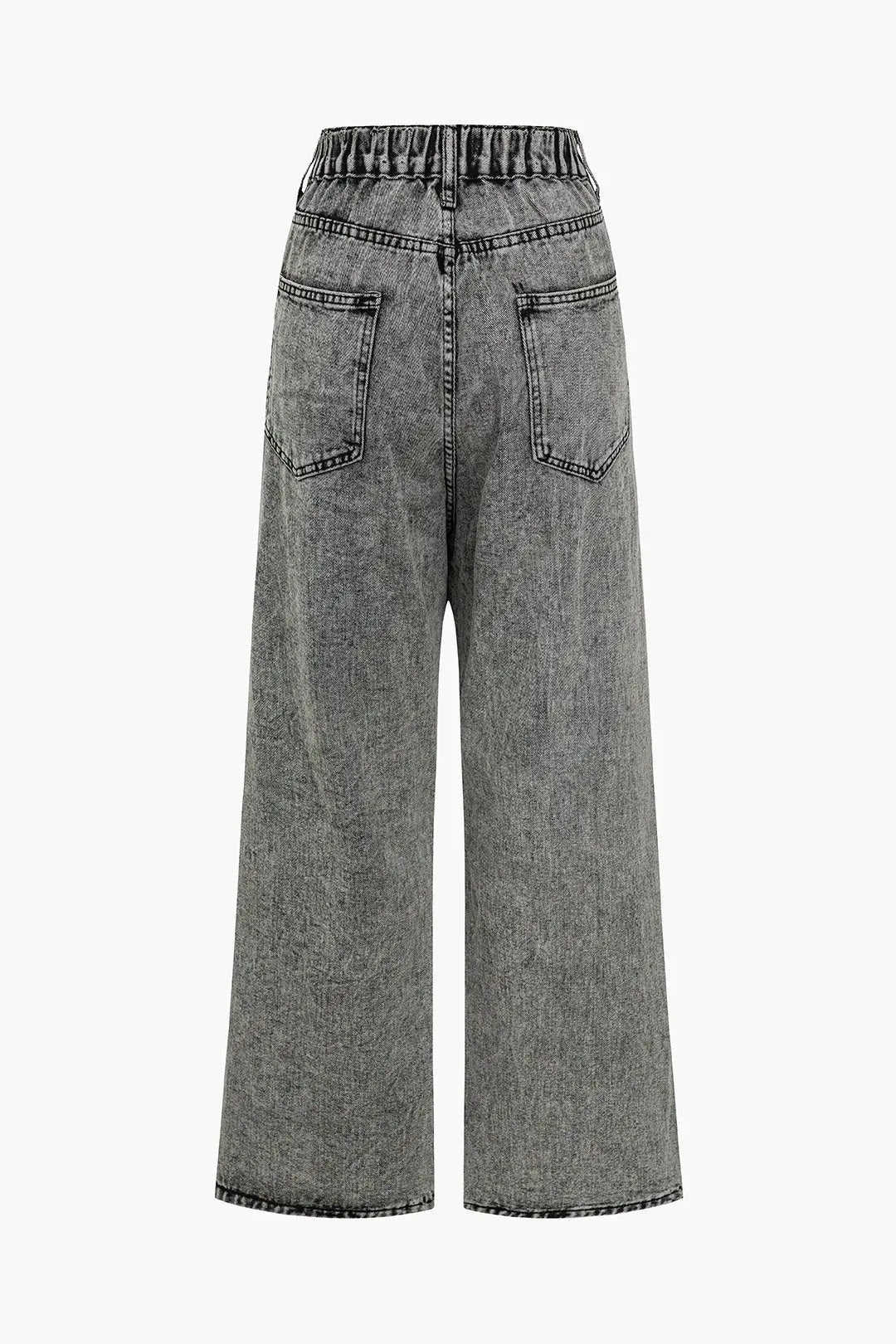 High Waisted- Wide Leg Grey Jeans