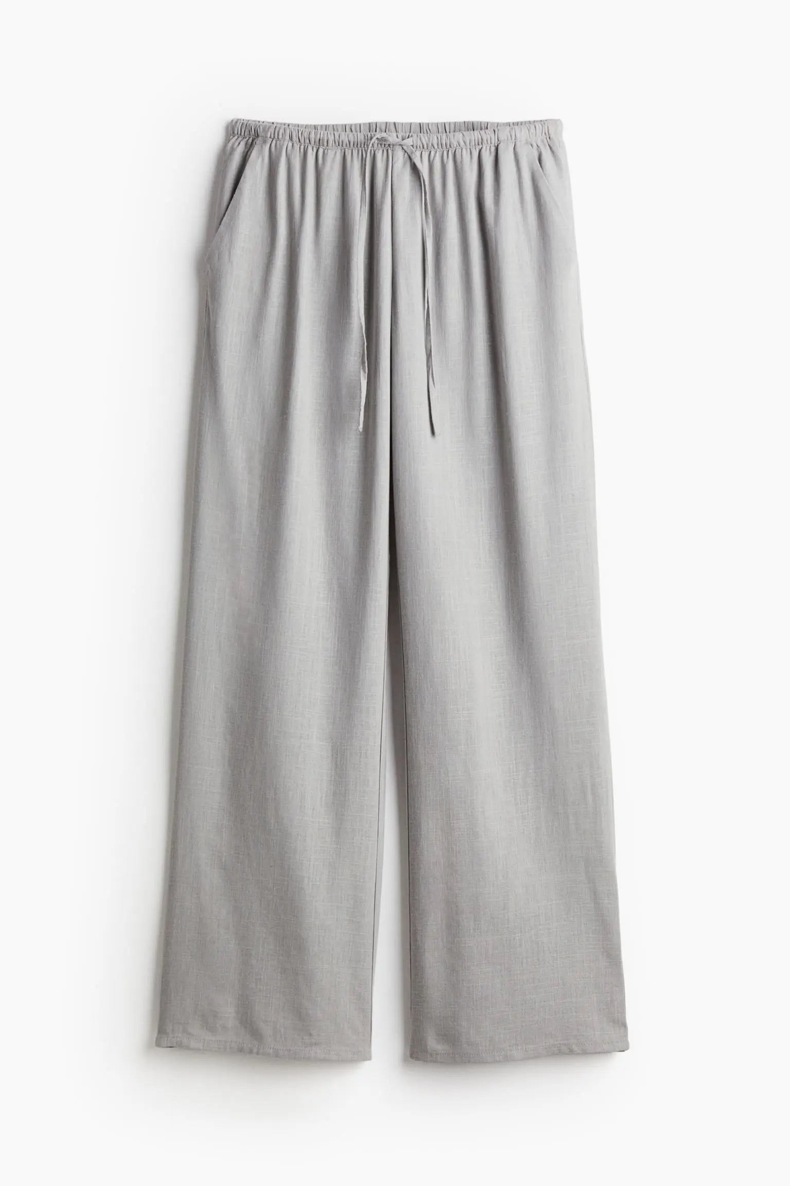 Relaxed Fit White Linen Drawstring Pants