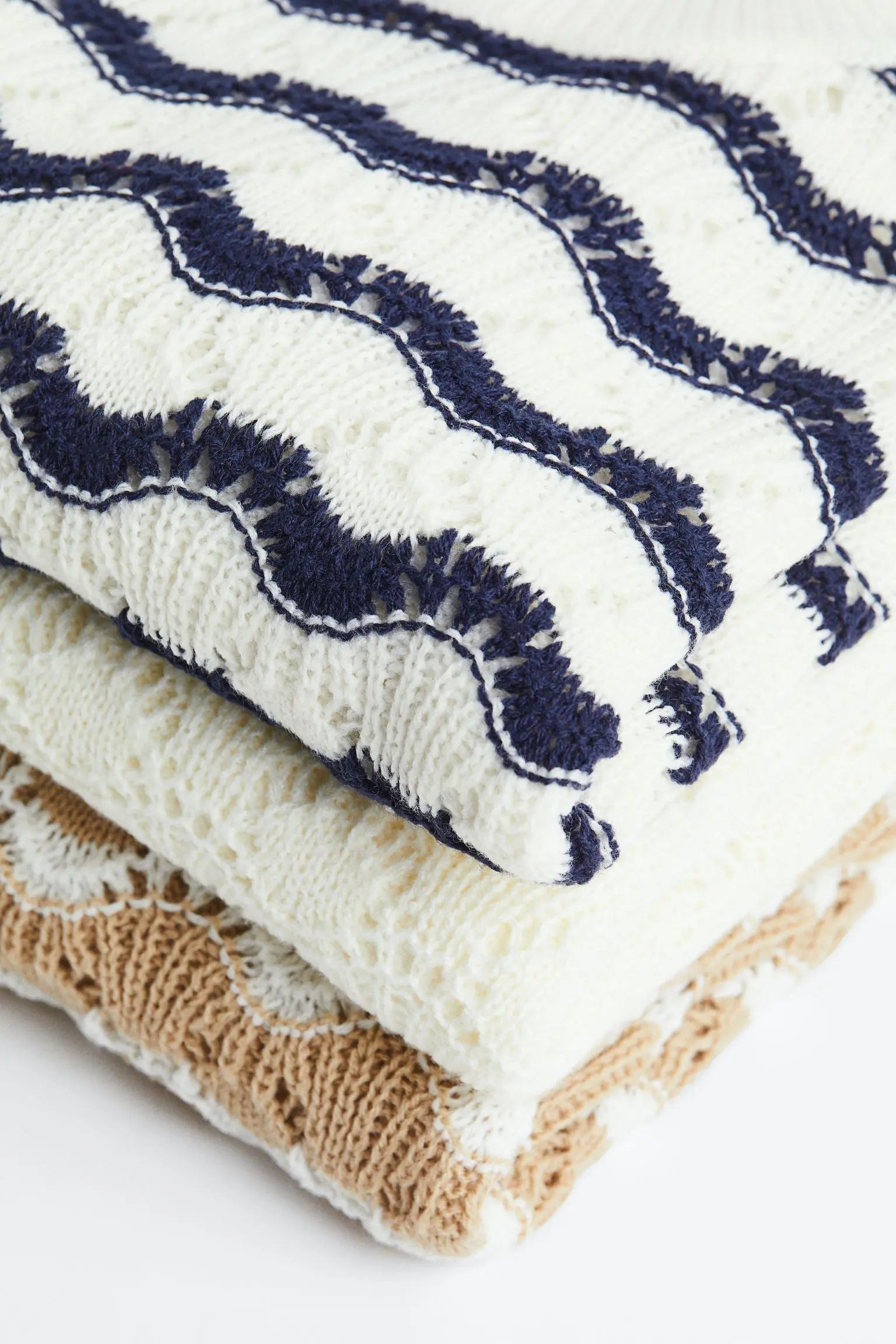 Cropped Pointelle Knit Sweater