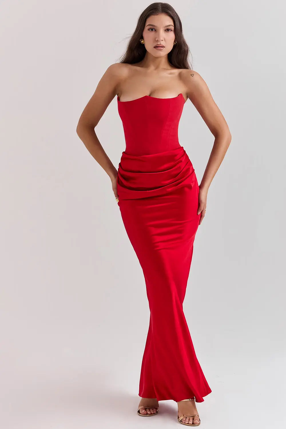 Strapless Bodycon Maxi Dress for Women – Elegant Slim Fit Evening Dress