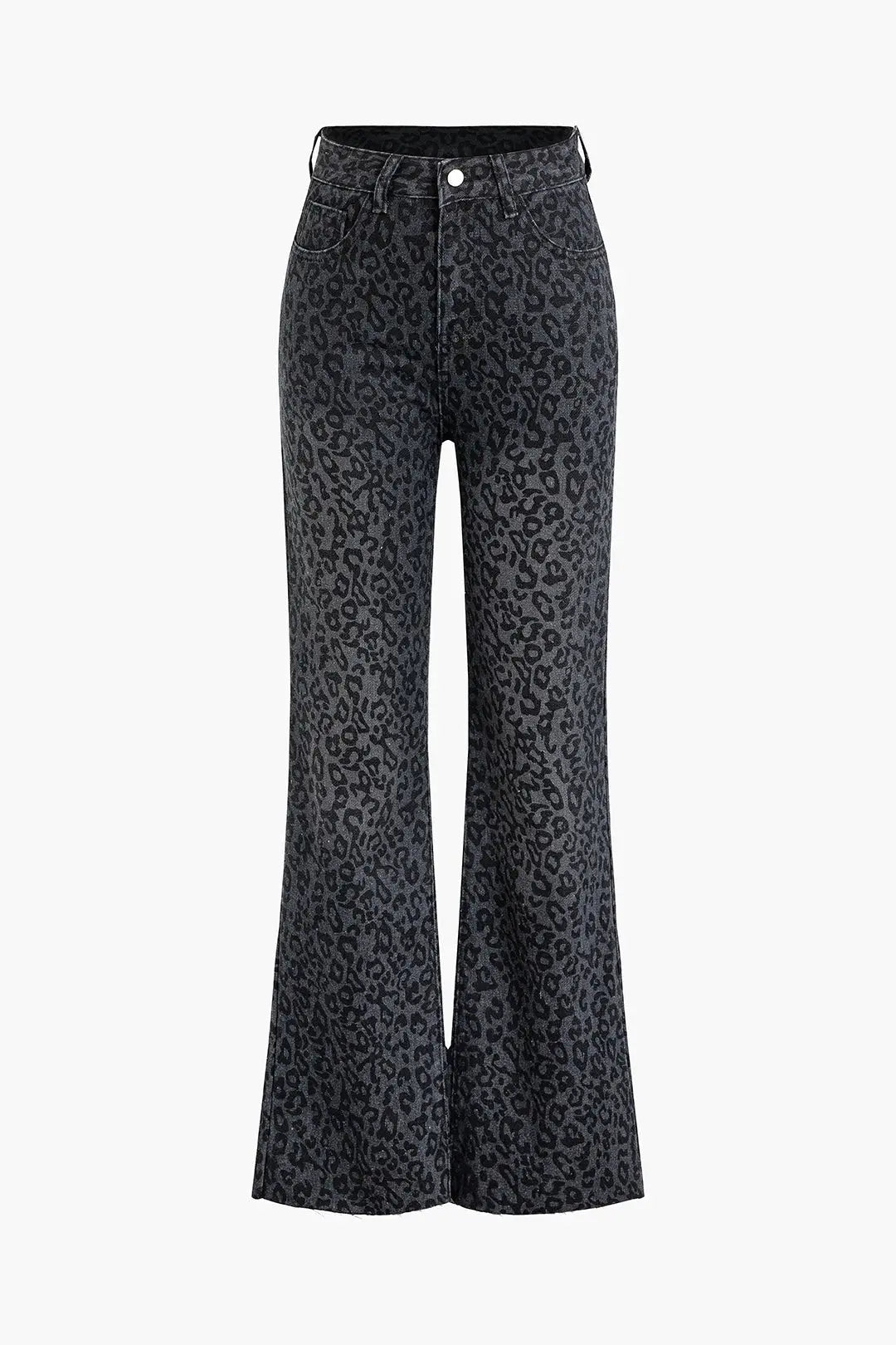 Casual High Waisted -Leopard Print Flared Jeans