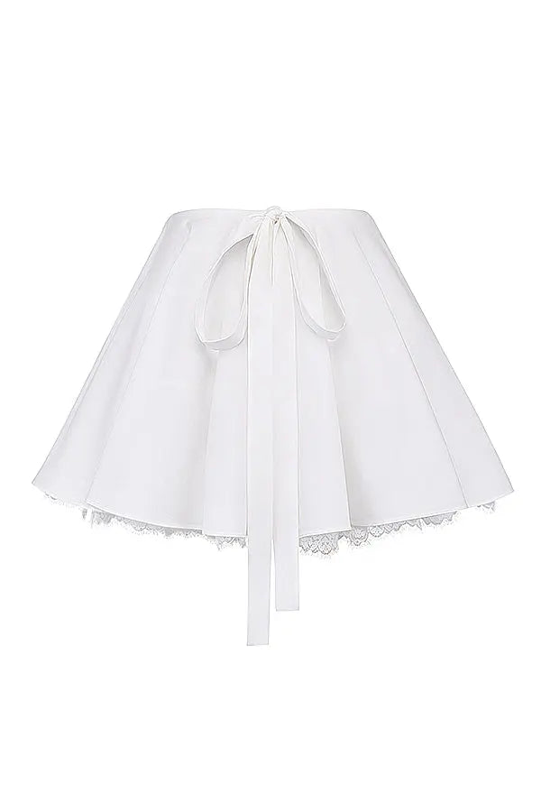 Chic Two-Piece Set with Ruched Crop Top and Flowy A-Line Skirt