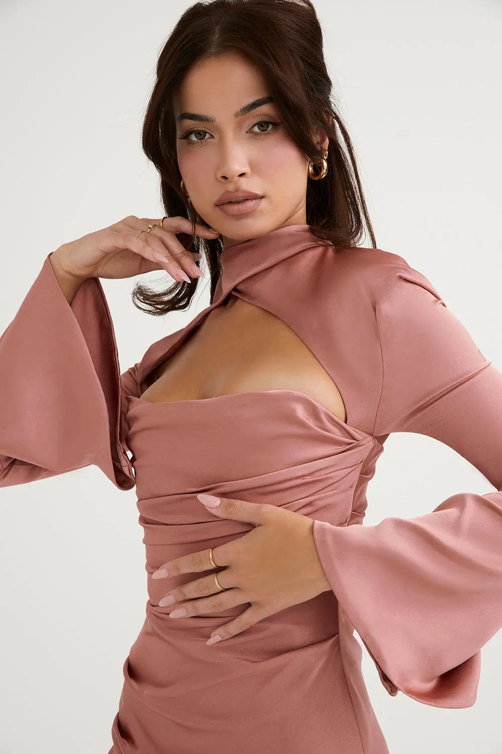 Black Cut-Out Bell Sleeve Mini Dress