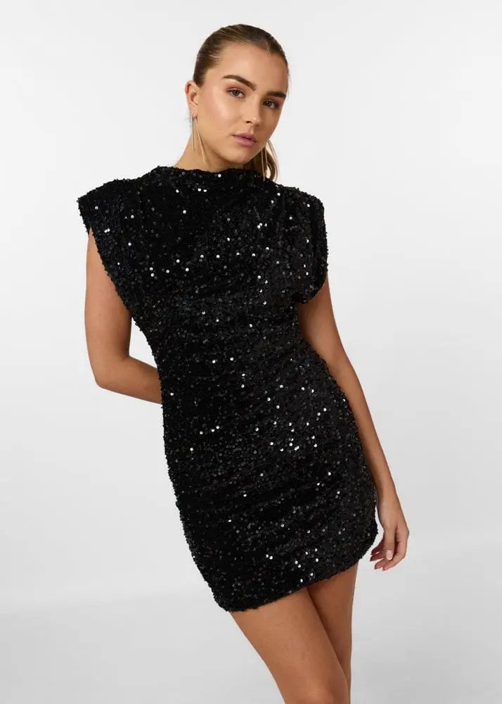 Sleeveless Black Sequin Mini Dress