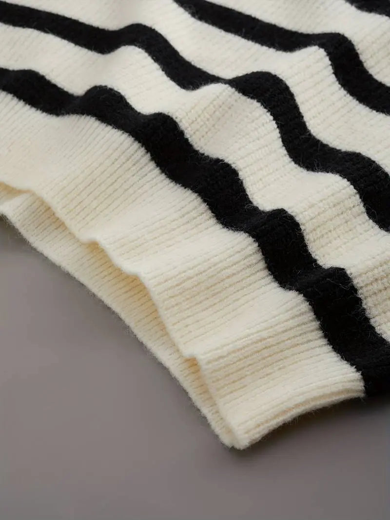 Striped Collared Knit Vest