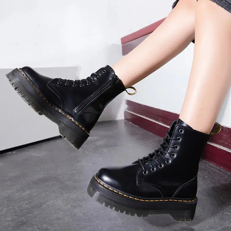 Chunky Platform Combat Boots - Bold and Edgy