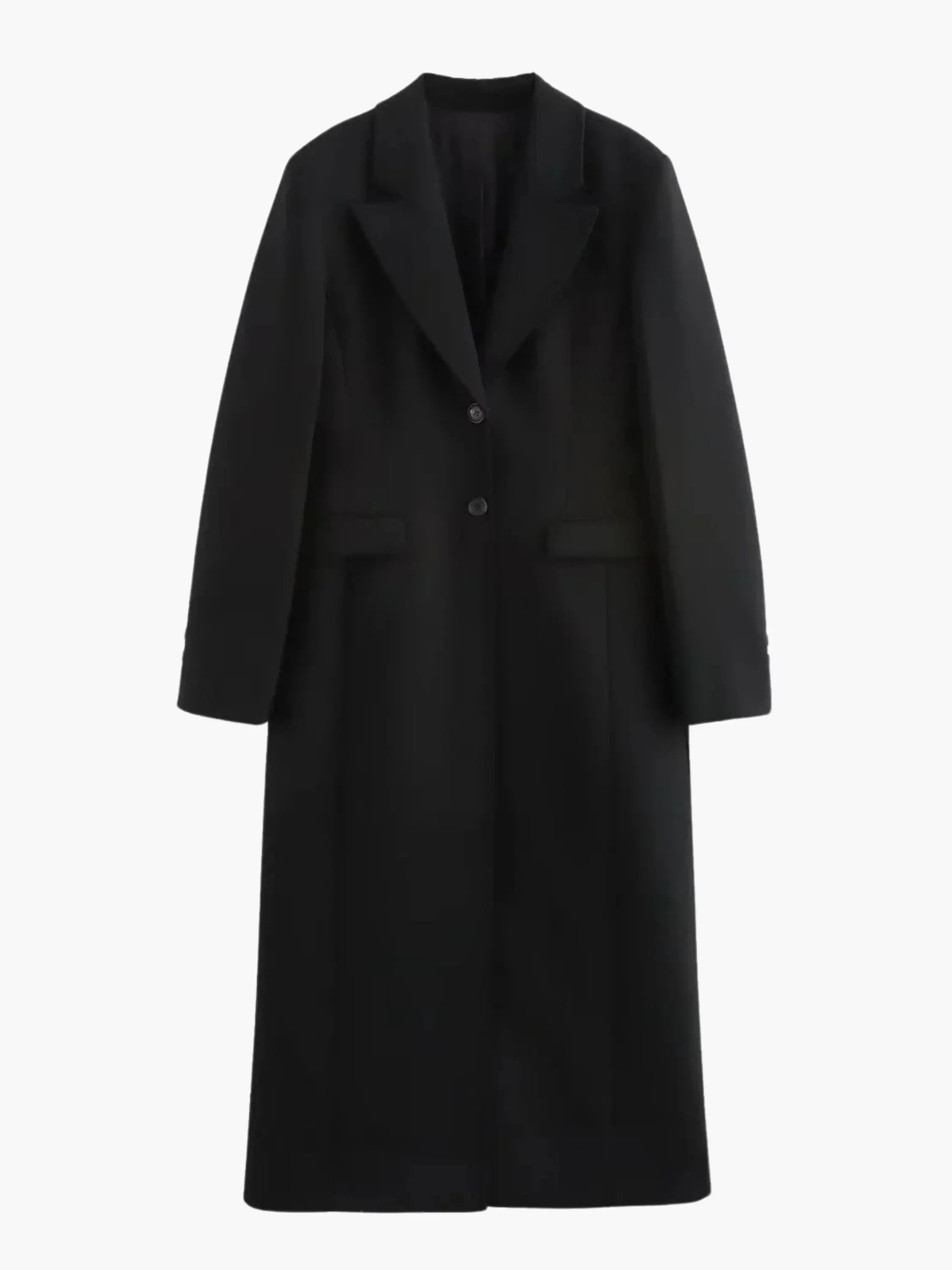 Classic Black Longline Coat - Sleek and Timeless