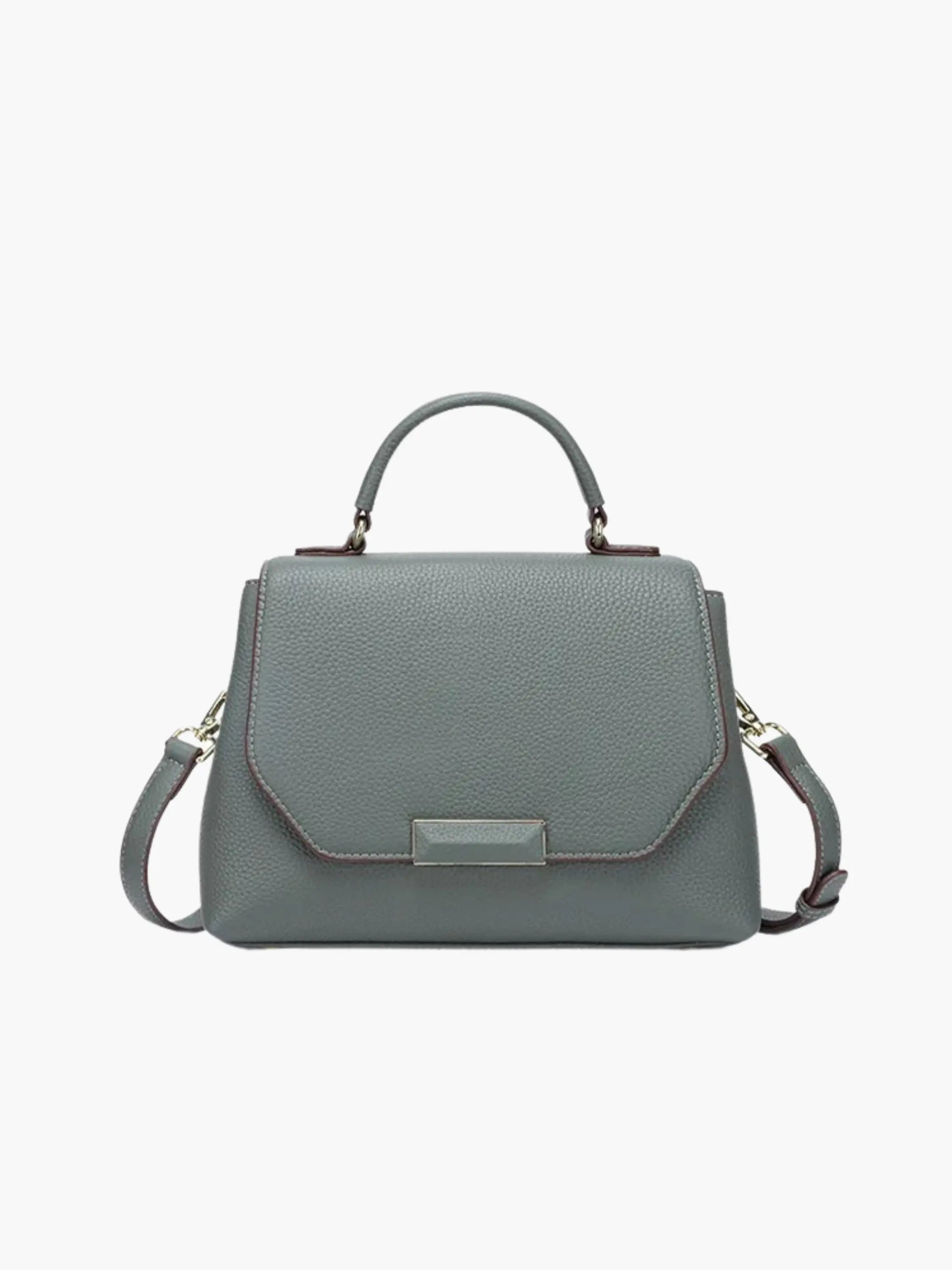 Taupe Structured Handbag with Geometric Detail