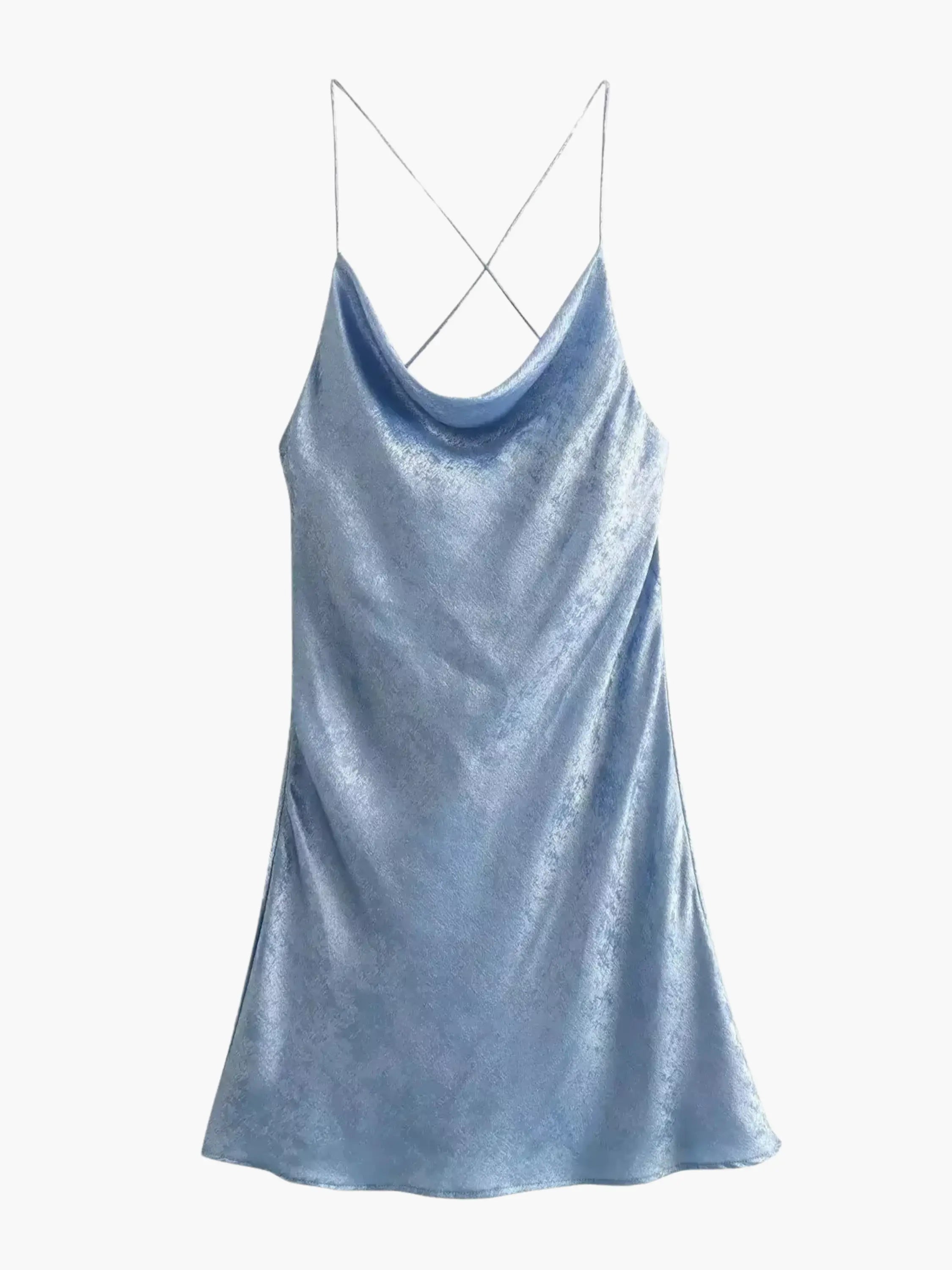 Baby Blue Velvet Spaghetti Strap Slip Summer Dress