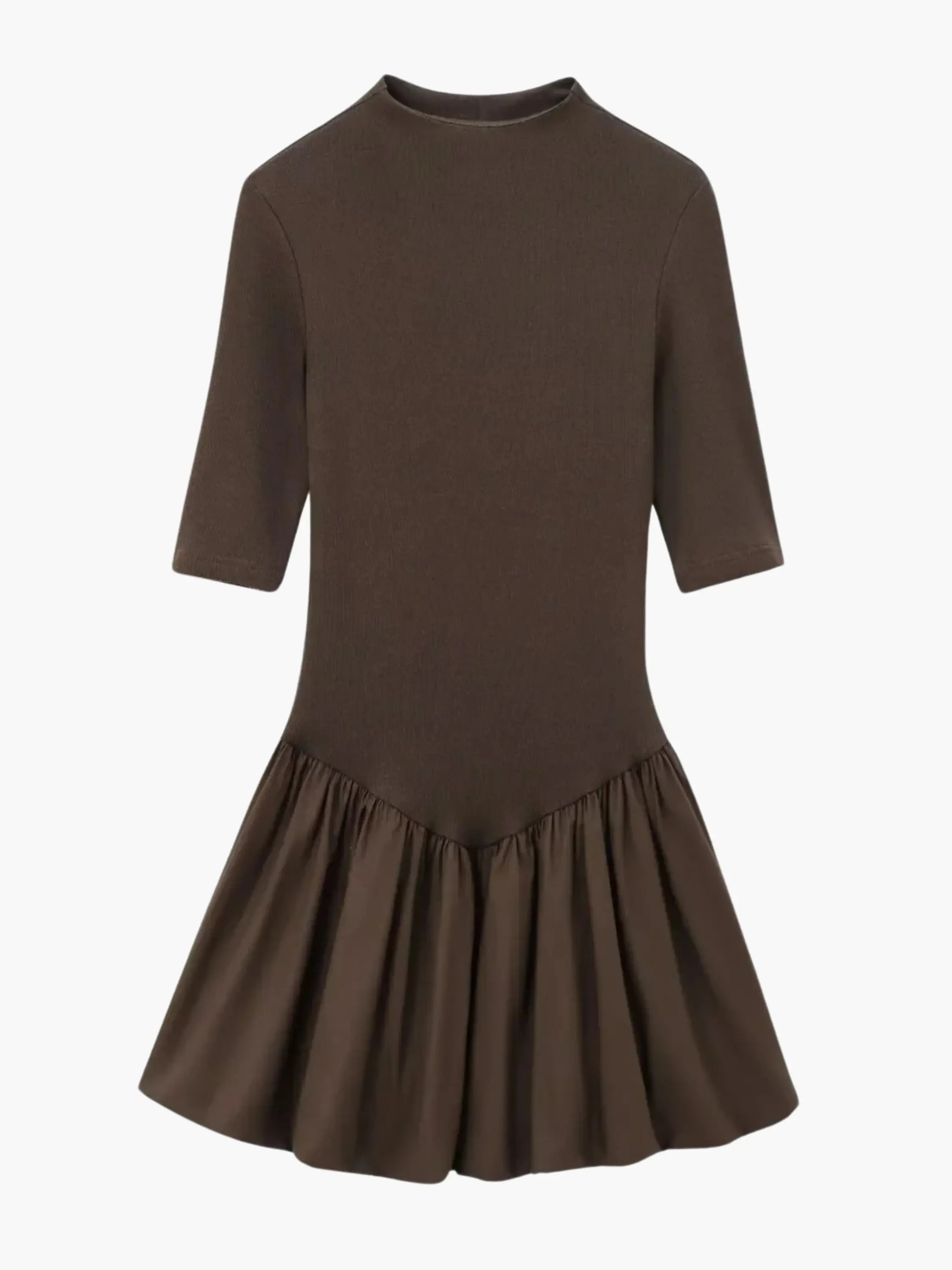 Brown Drop-Waist Mini Dress