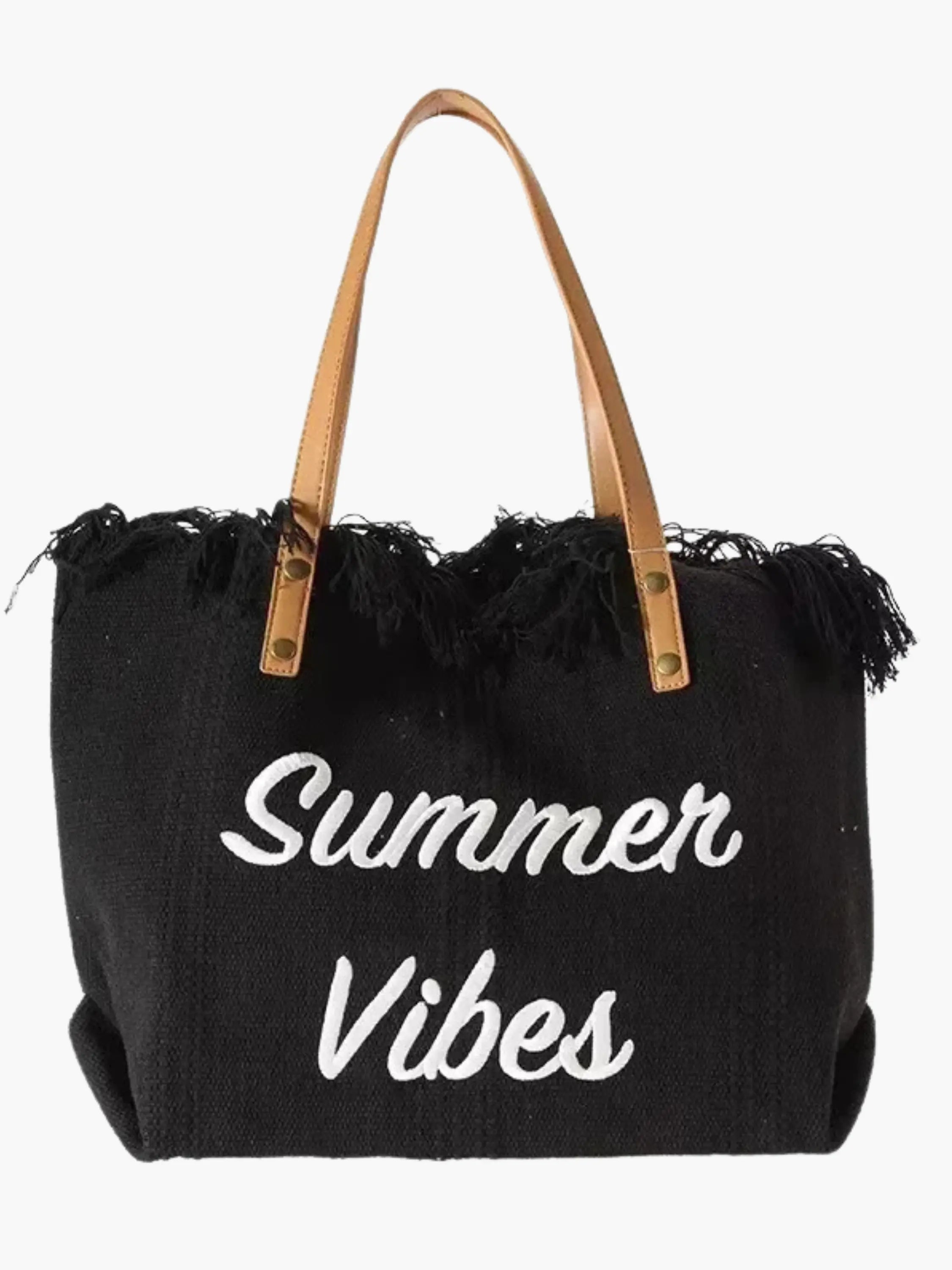 "Summer Vibes" Fringe Tote Bag