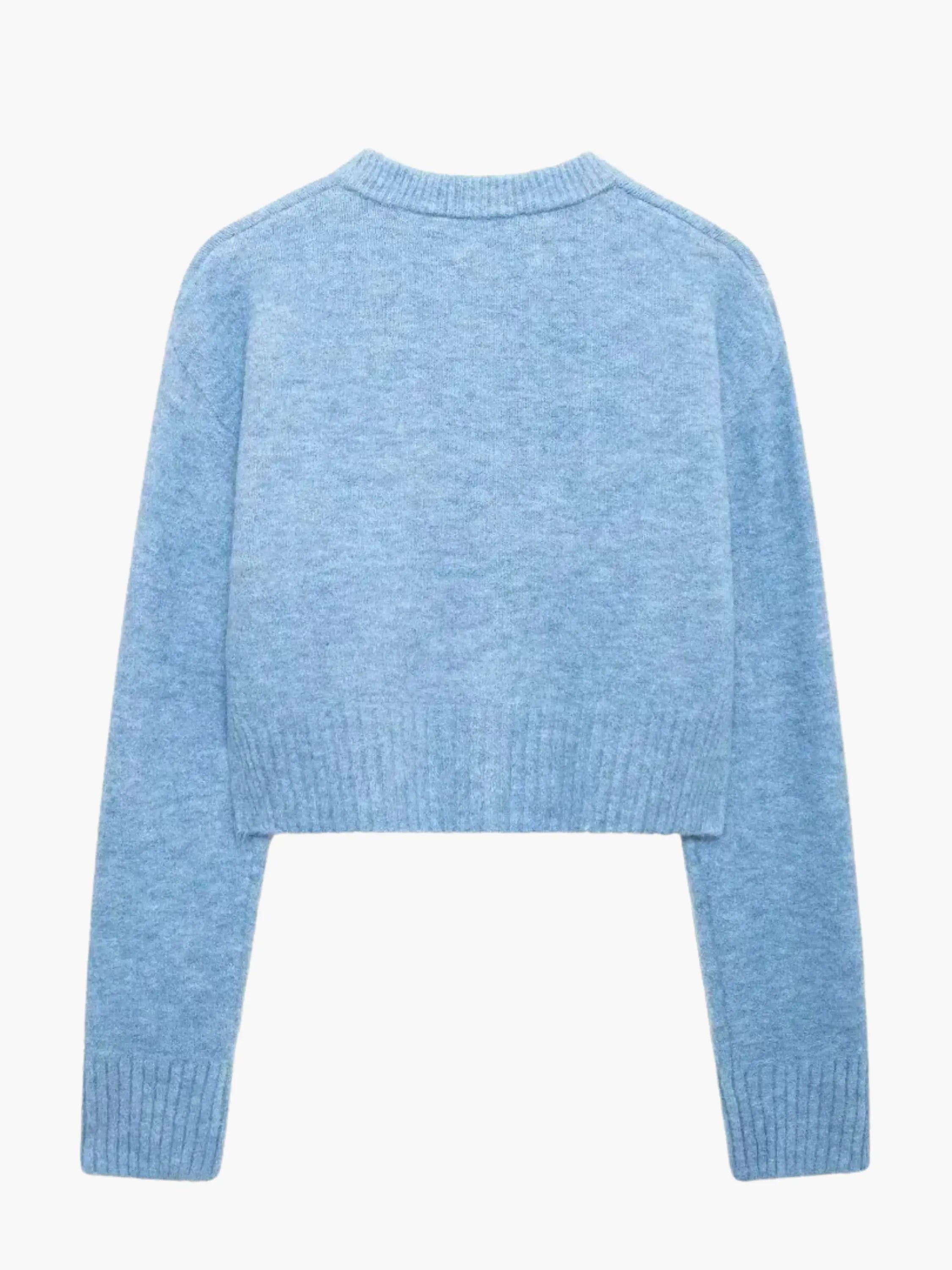 Cropped Knit Cardigan with Button-Down Design