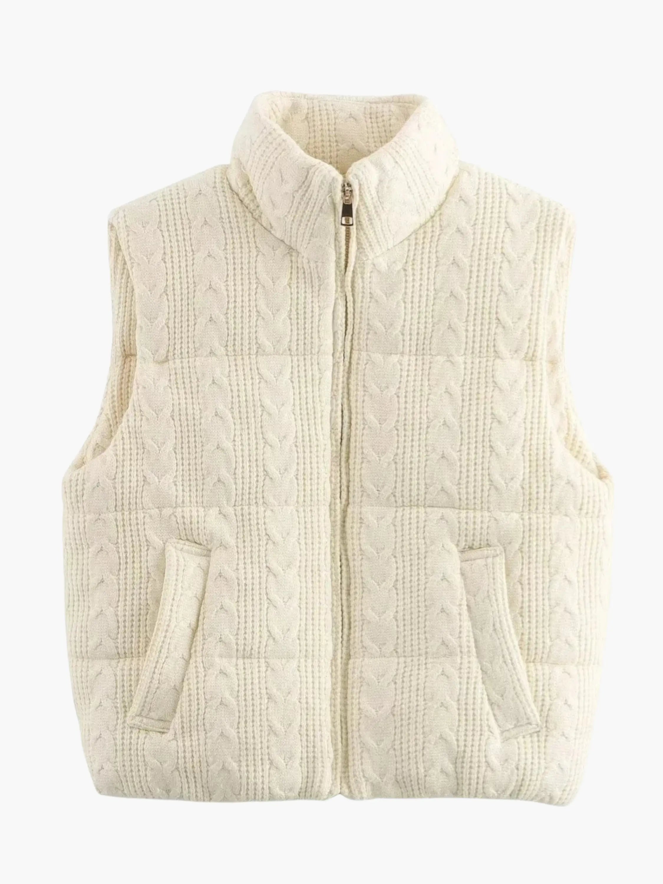 Cable Knit Pattern Sleeveless Vest