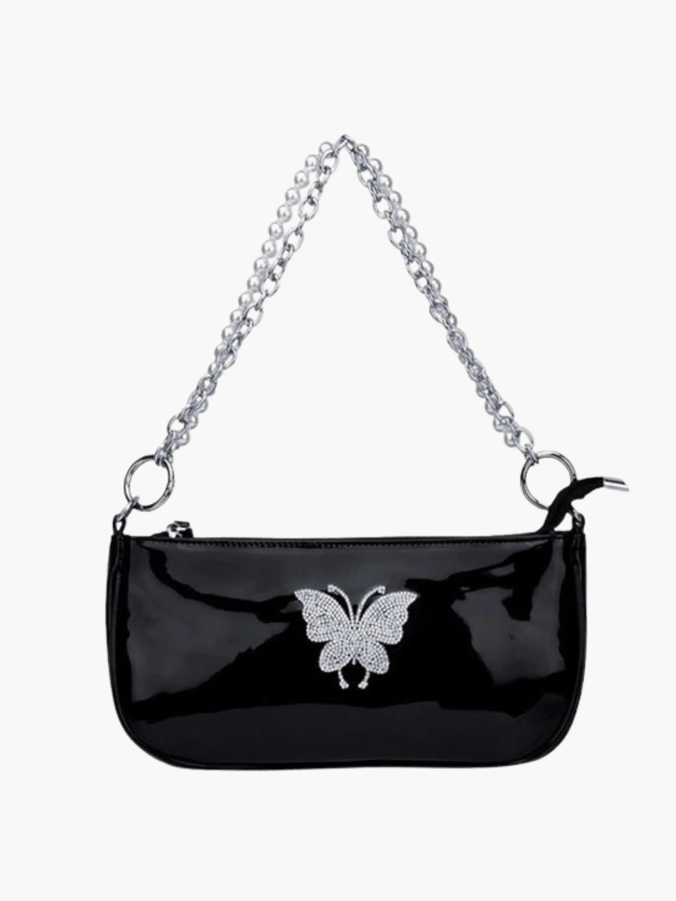 Stylish Quilted Shoulder Bag with Butterfly Detail and Chain Strap