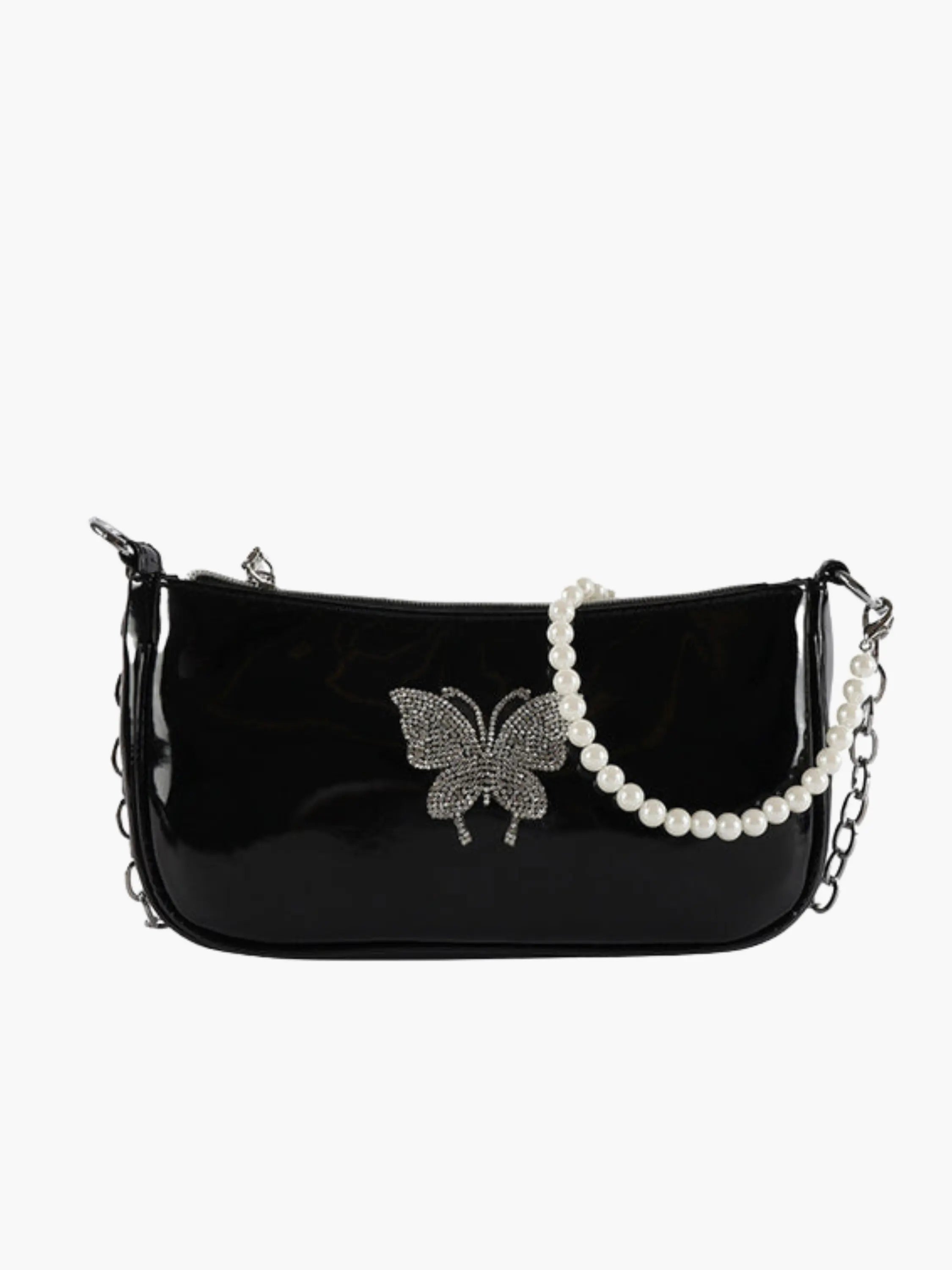 Stylish Quilted Shoulder Bag with Butterfly Detail and Chain Strap