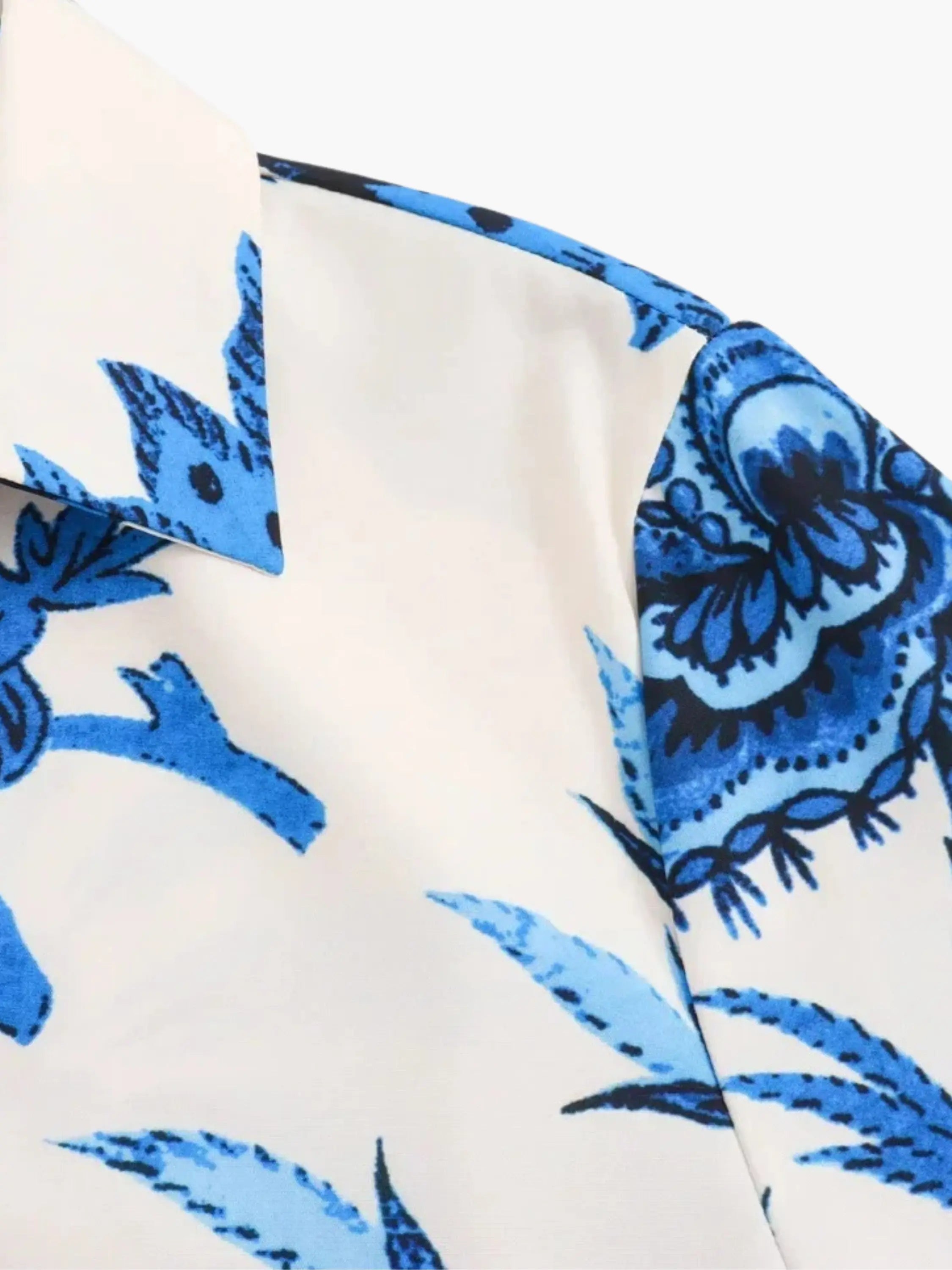 Blue Floral Print Dress with Tie Waist