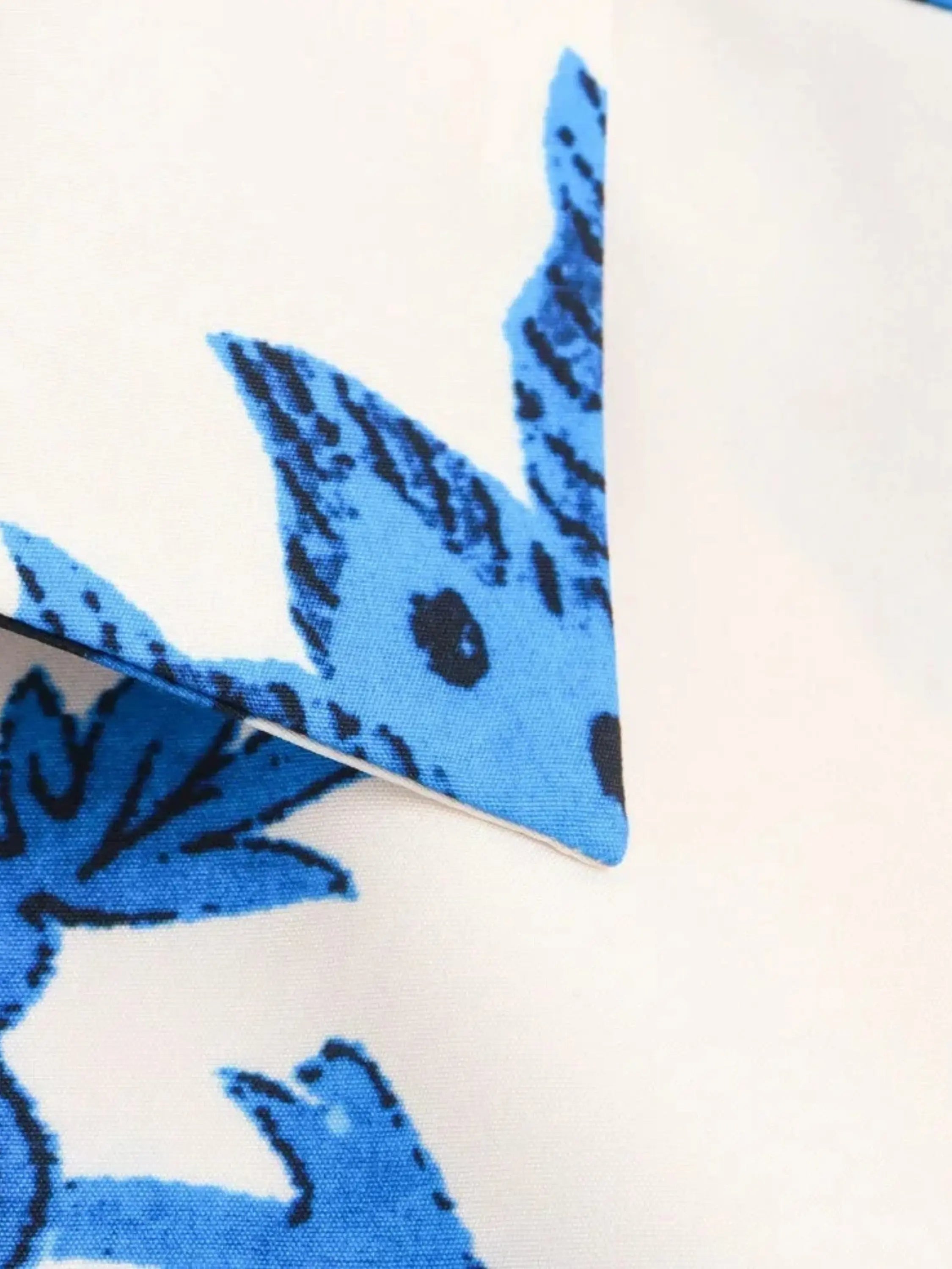 Blue Floral Print Dress with Tie Waist