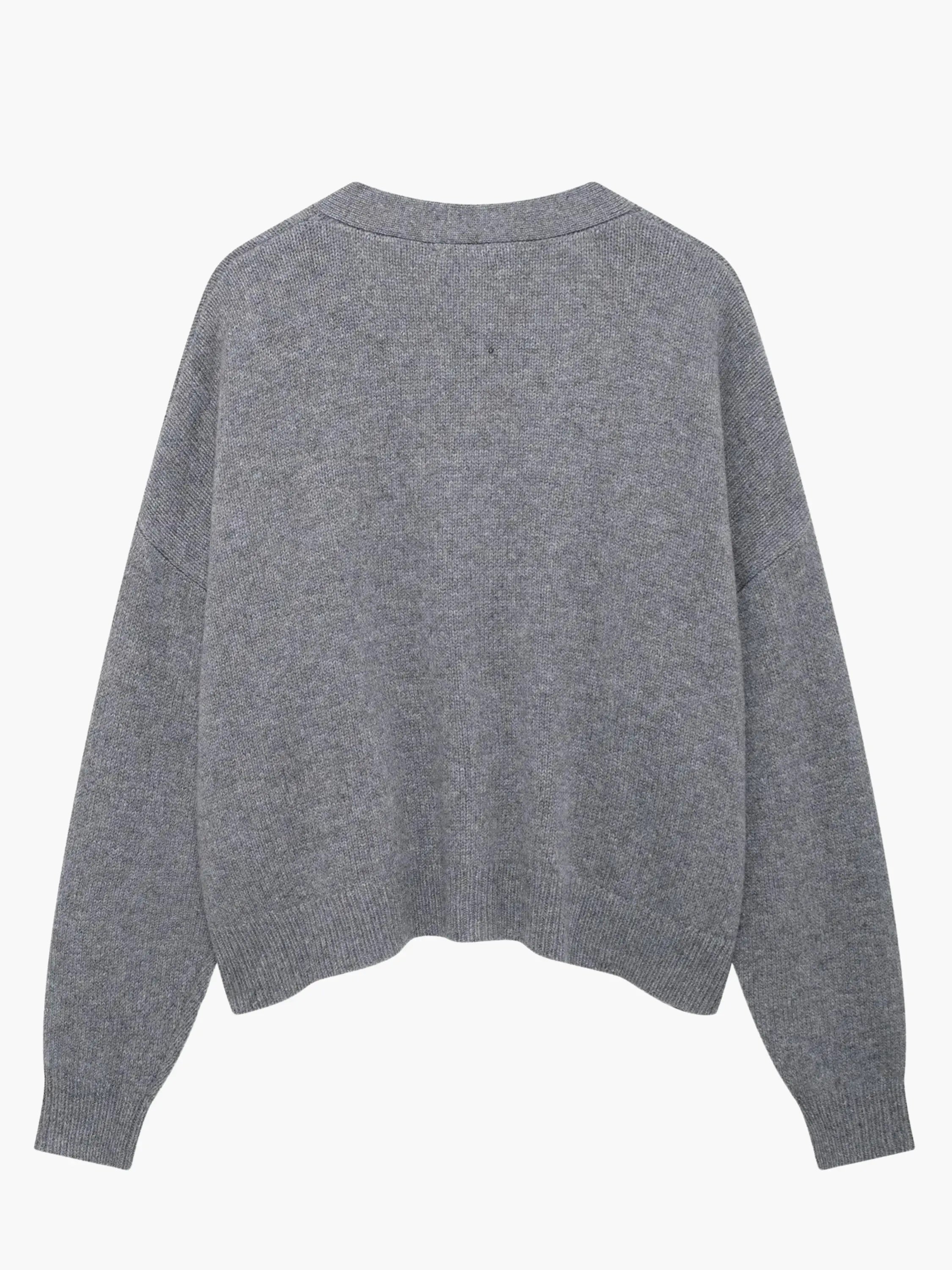 V-Neck Knit Cardigan with Gold Buttons