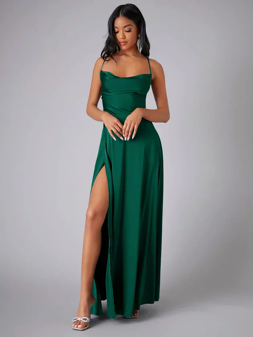 Champagne Satin Slip Maxi Dress