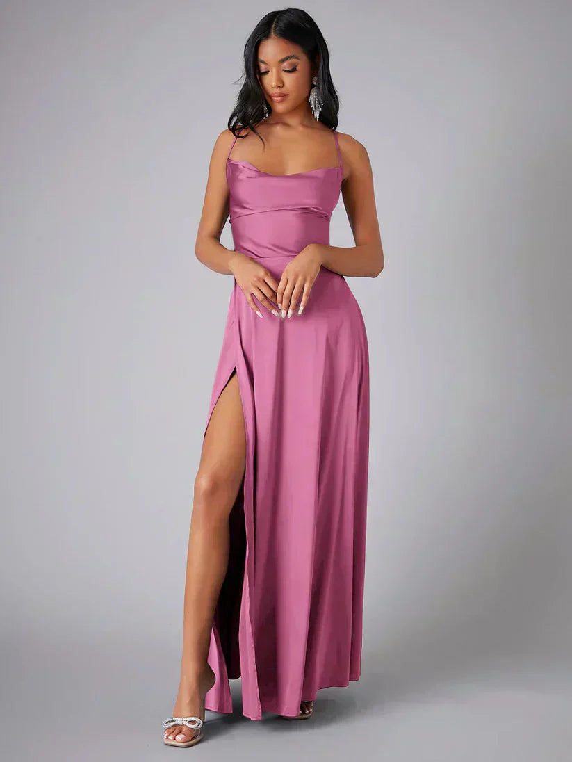 Champagne Satin Slip Maxi Dress