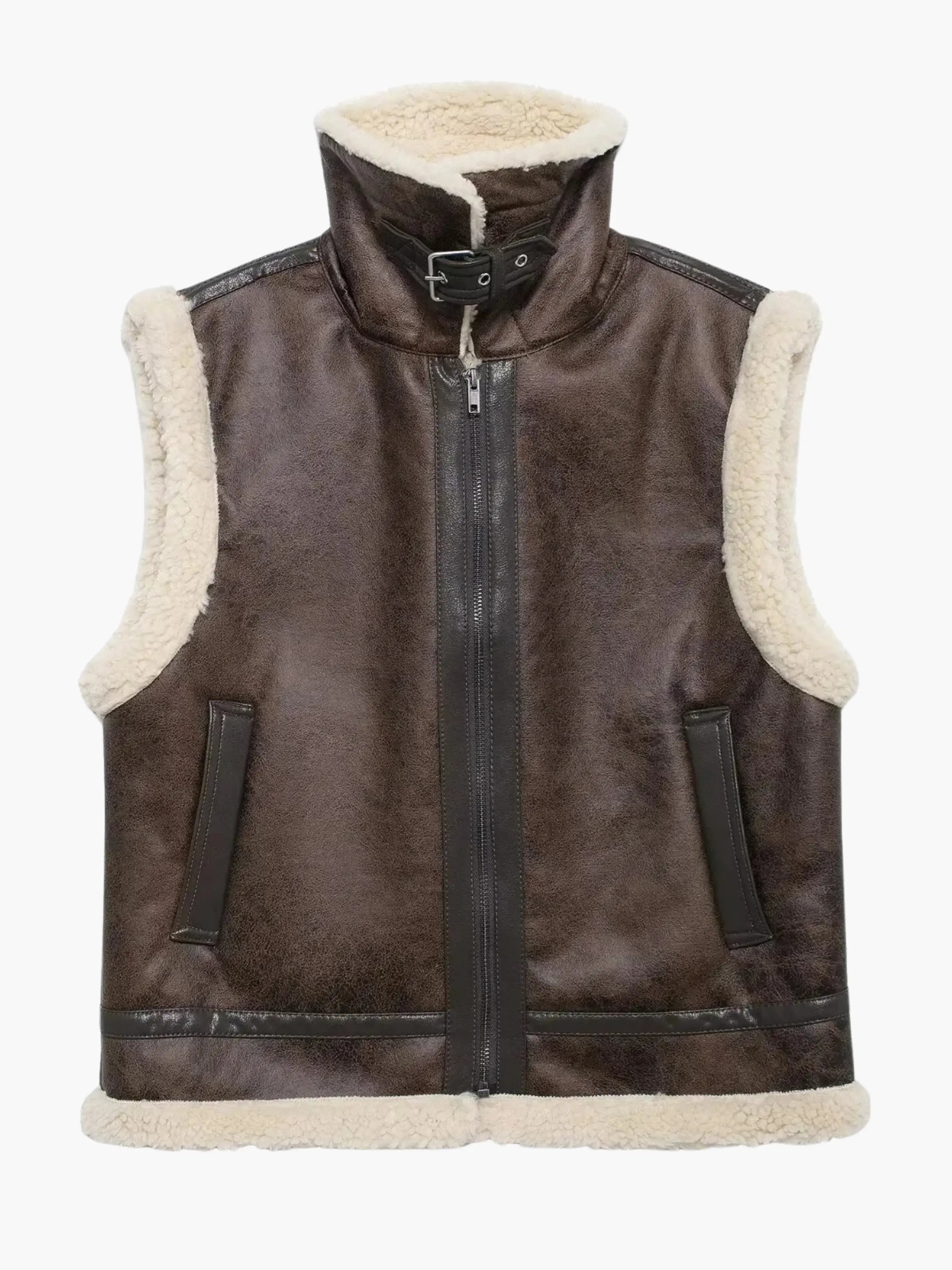 Vintage-Style Sherpa-Lined Vest