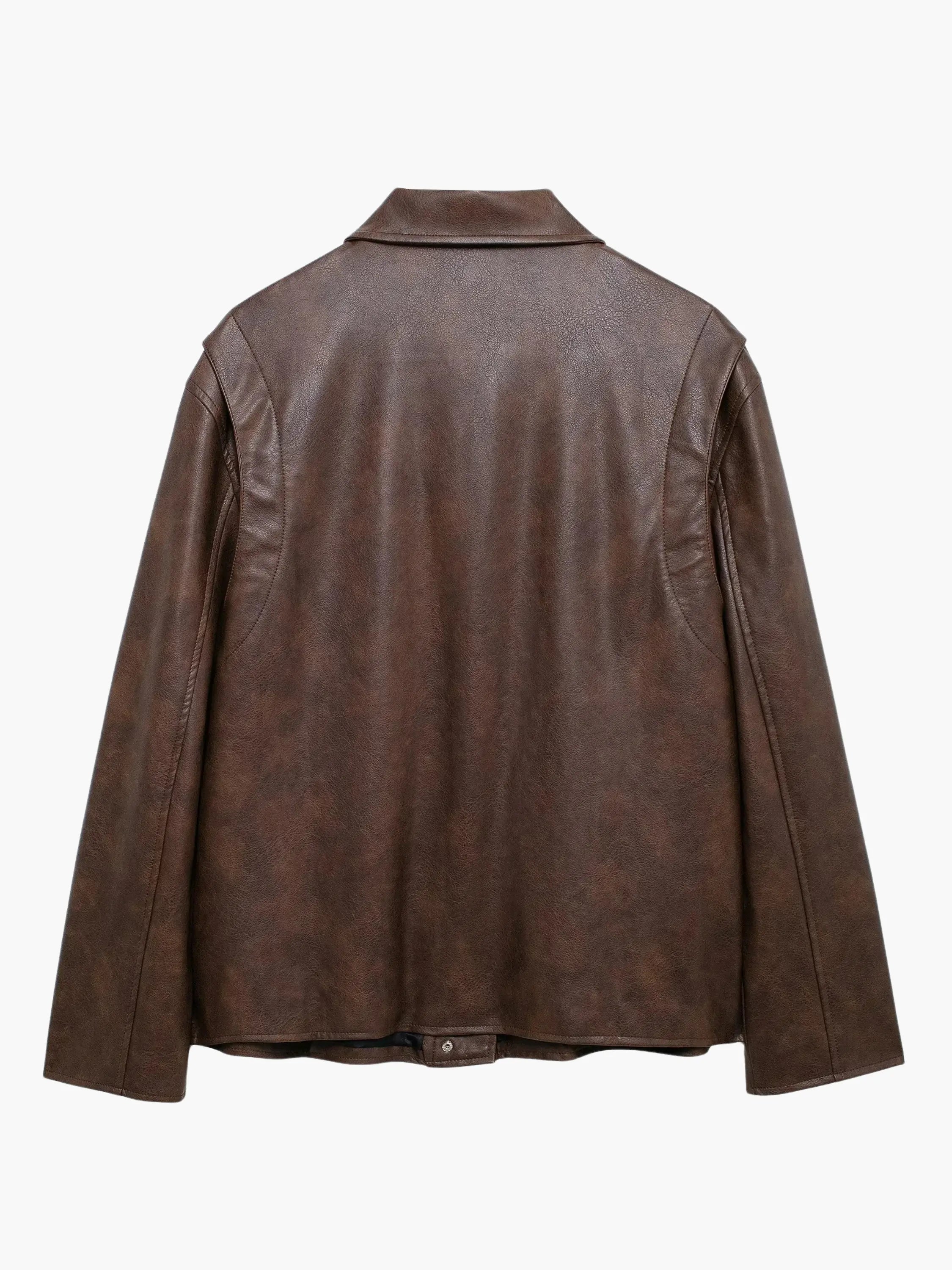 Snap-Button Leather Jacket