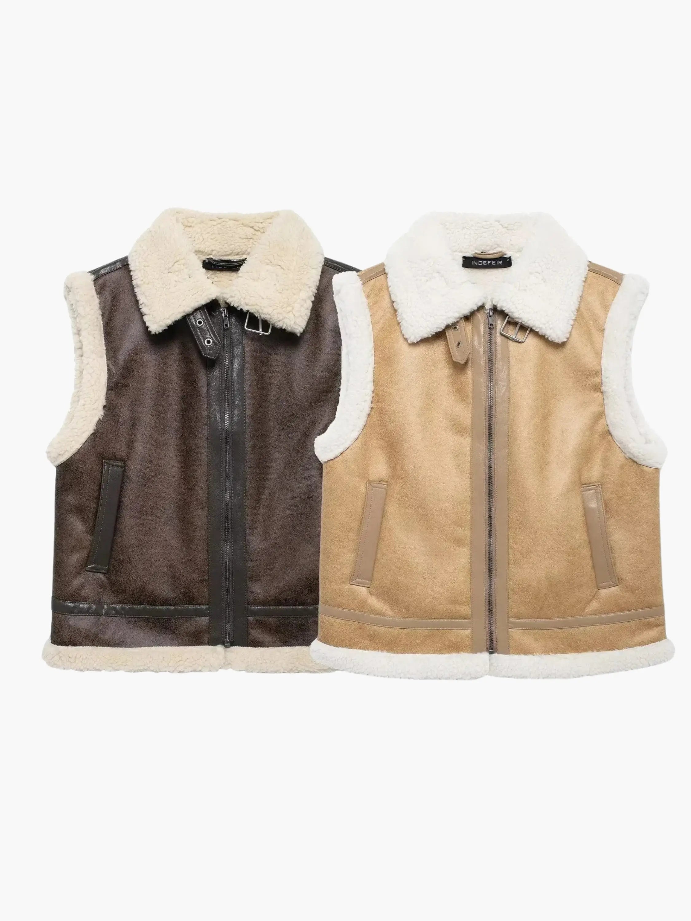 Vintage-Style Sherpa-Lined Vest