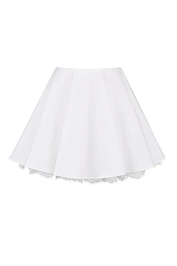 Chic Two-Piece Set with Ruched Crop Top and Flowy A-Line Skirt