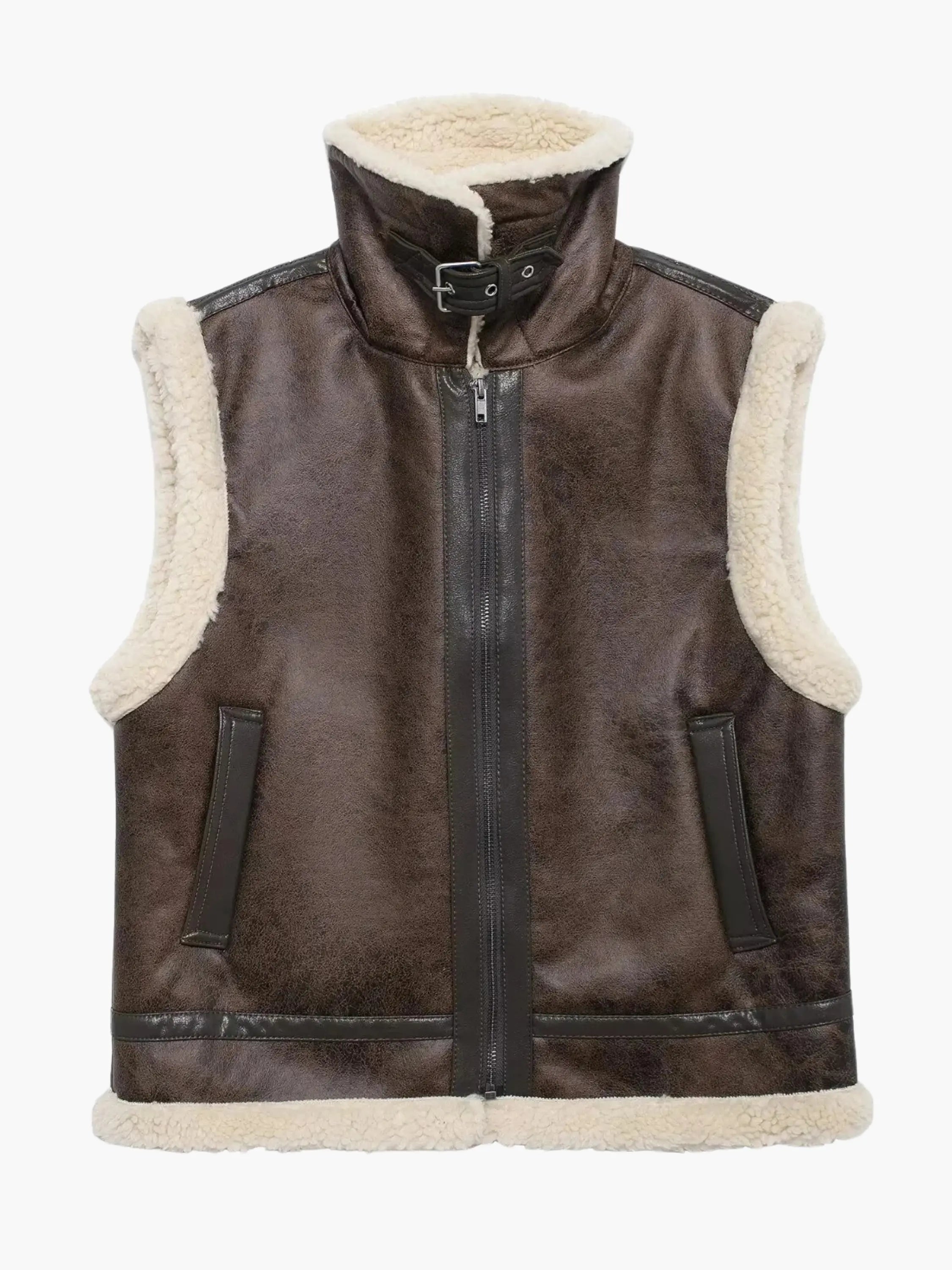 Vintage-Style Sherpa-Lined Vest