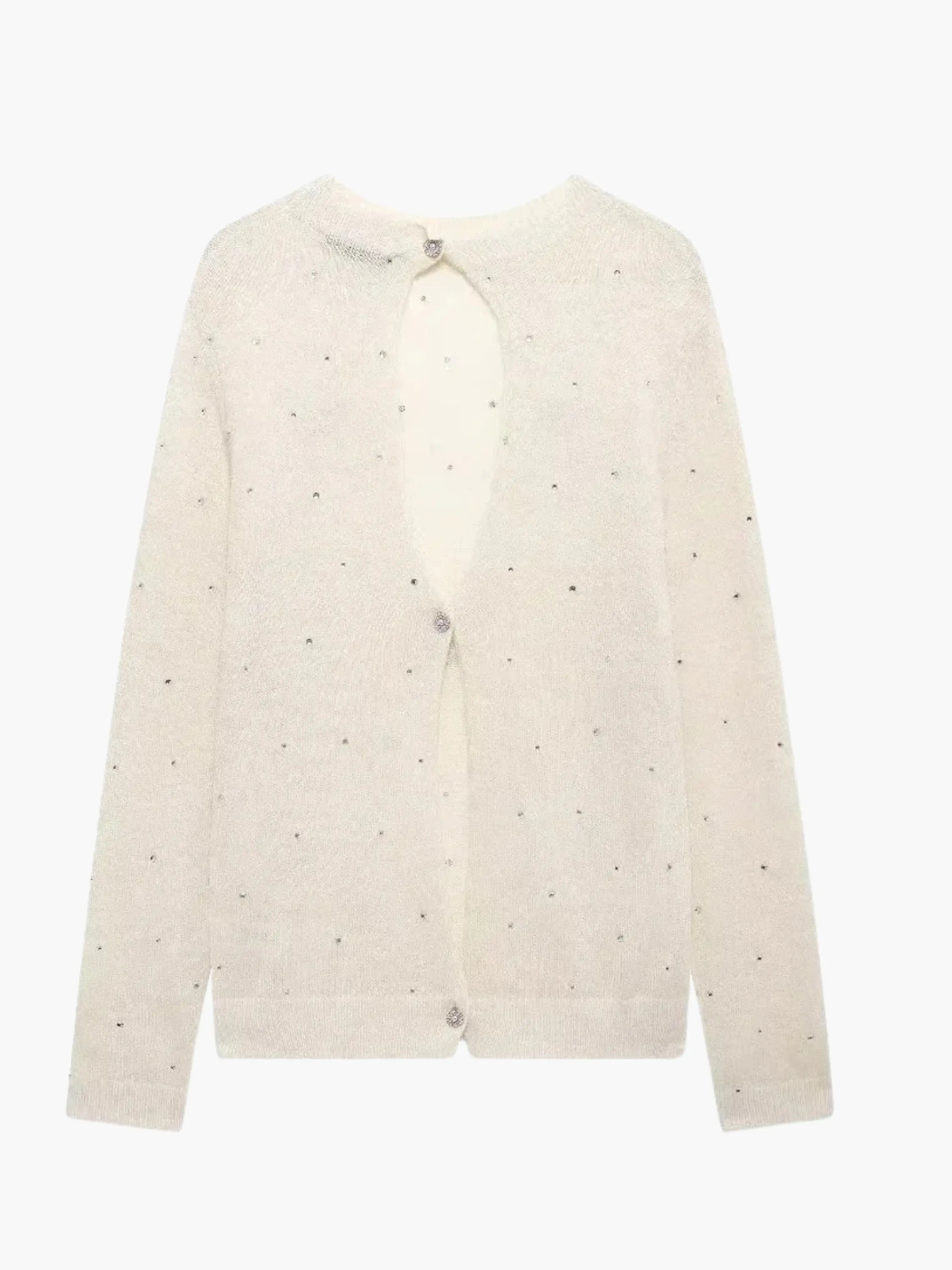 Embellished Button-Down Cardigan