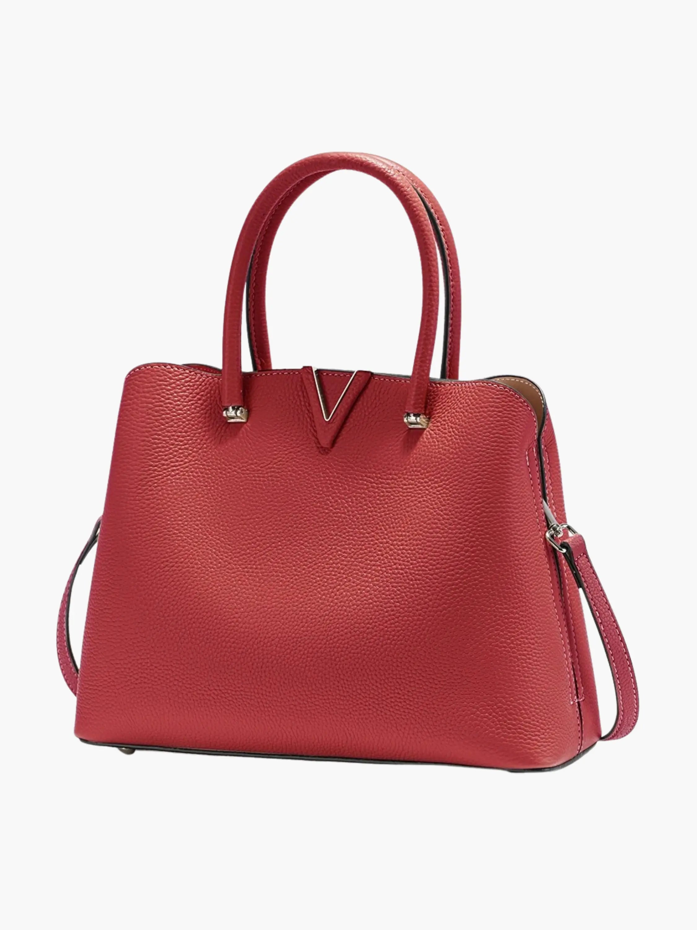 Beige Structured Handbag with Detachable Strap