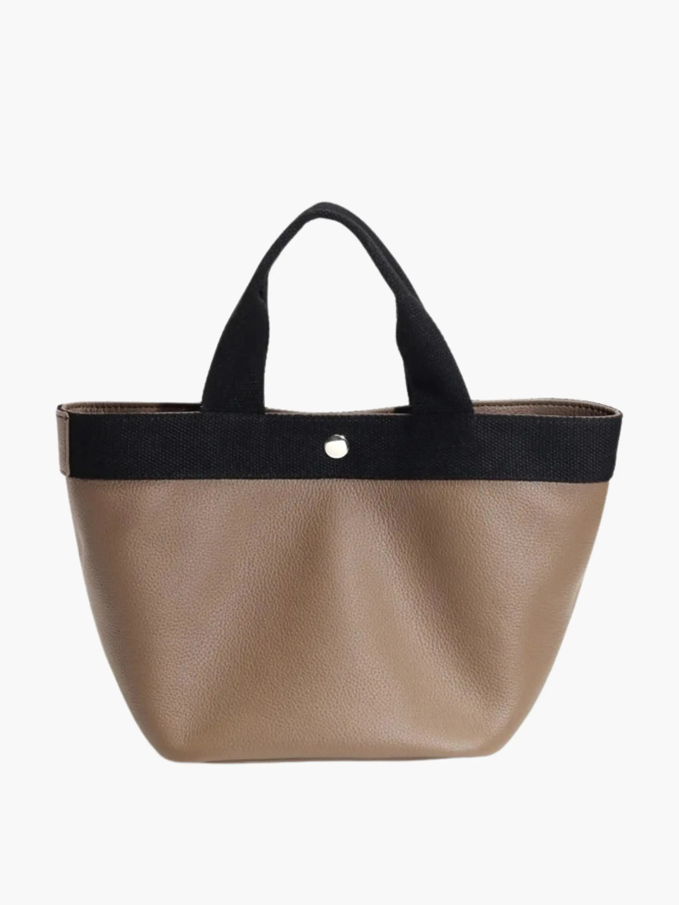 Beige and Cream Two-Tone Canvas Tote Handbag