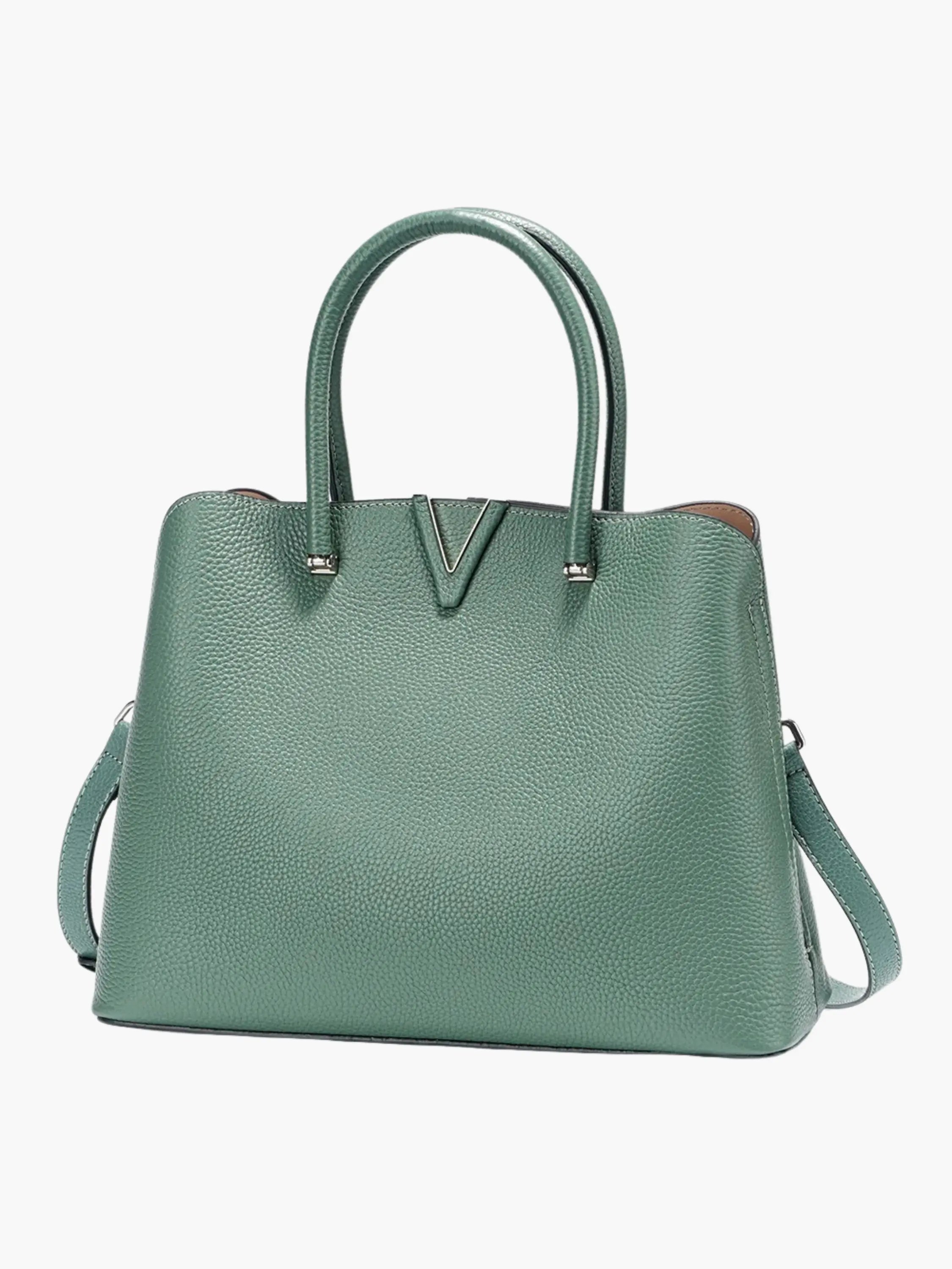 Beige Structured Handbag with Detachable Strap