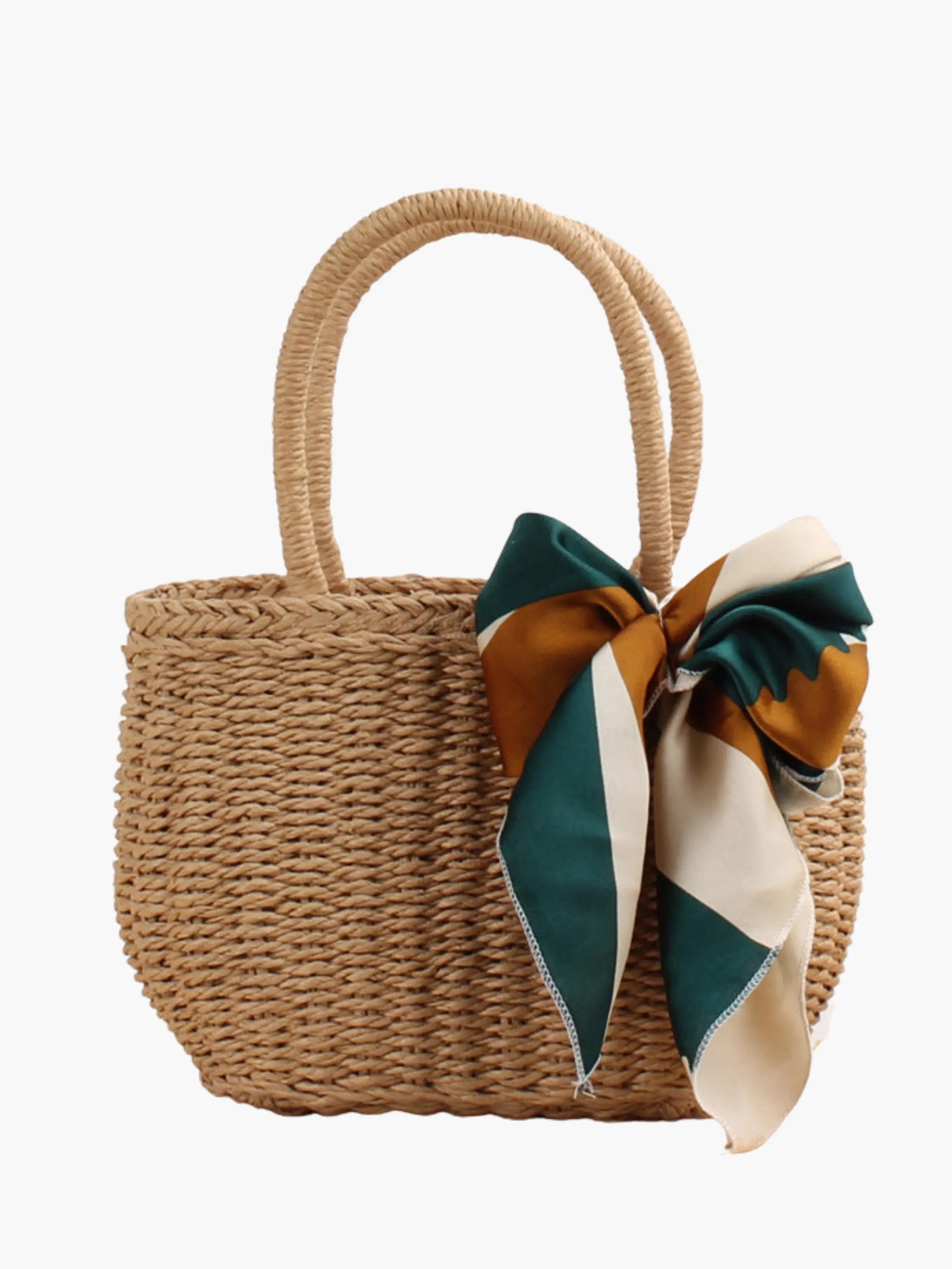 Woven Handbag with Decorative Bow