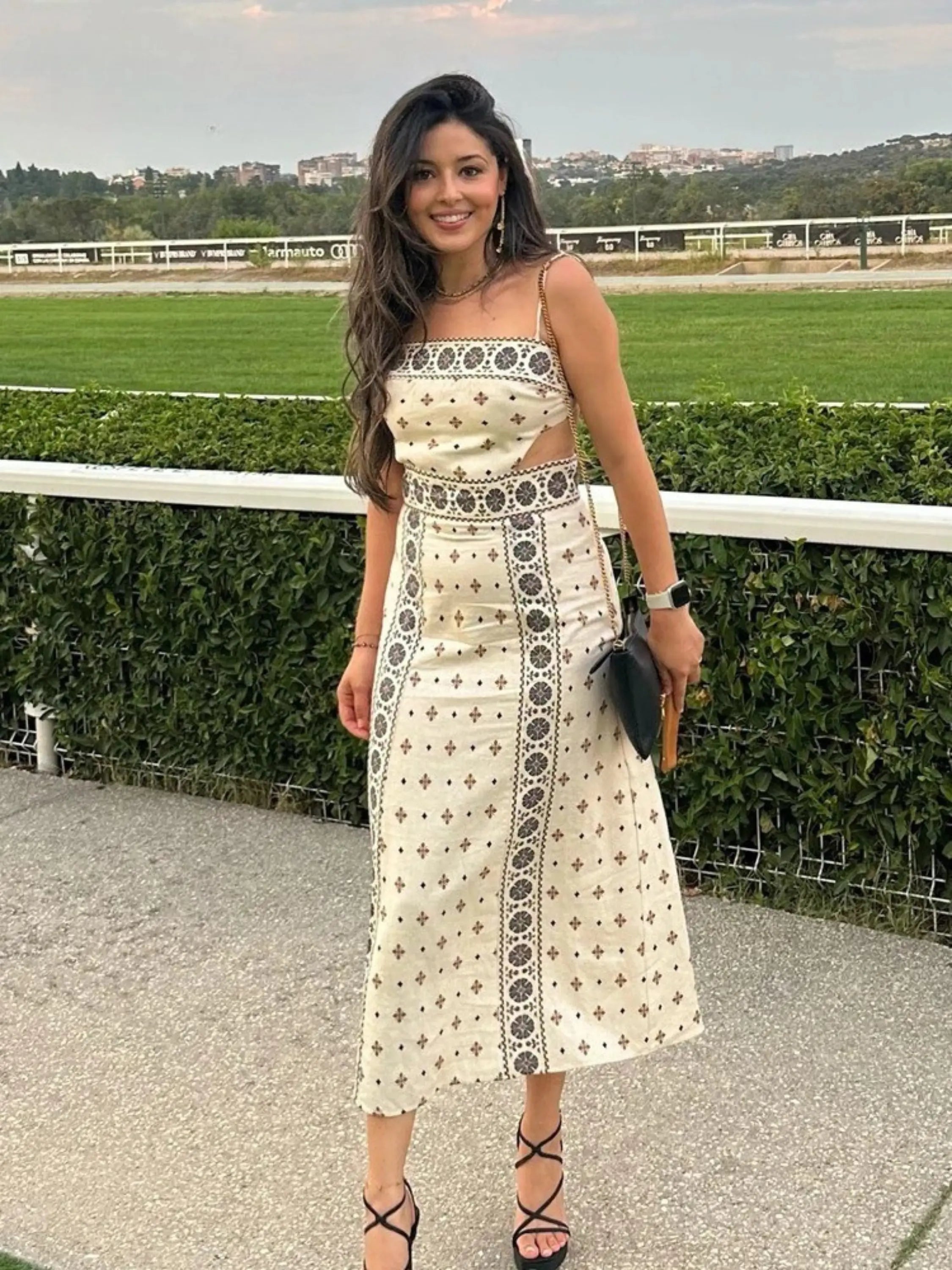 Boho Printed Maxi Dress with Spaghetti Straps