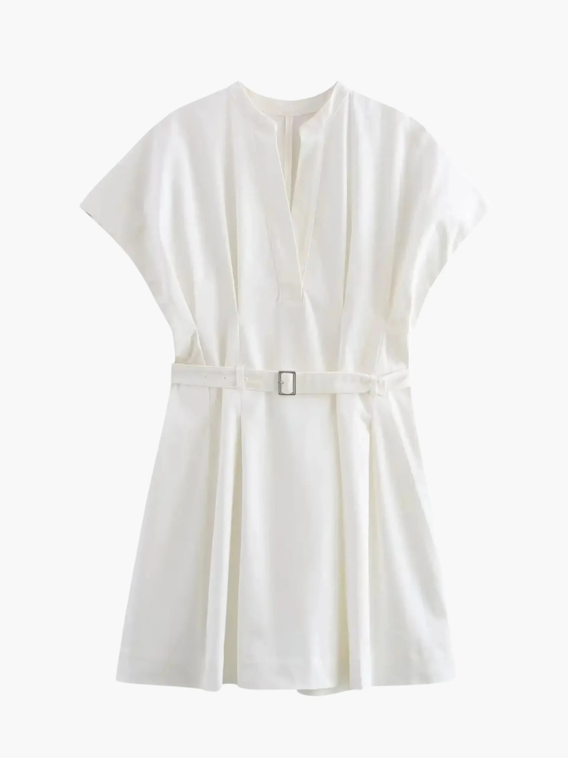 Belted Pleated Midi Dress